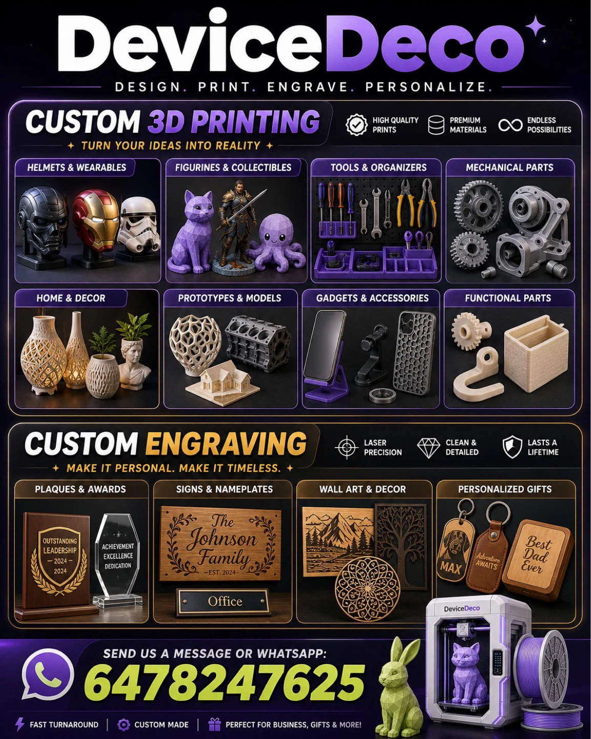 DeviceDeco Custom 3D Printing and Engraving Services