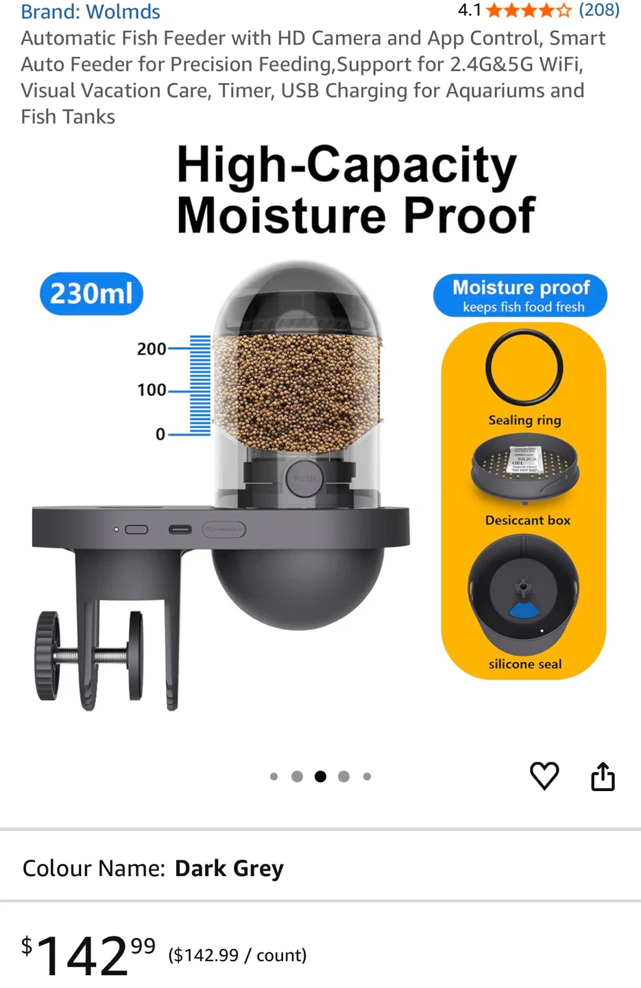 WOLMDs Automatic Fish Feeder with HD Camera - photo 5