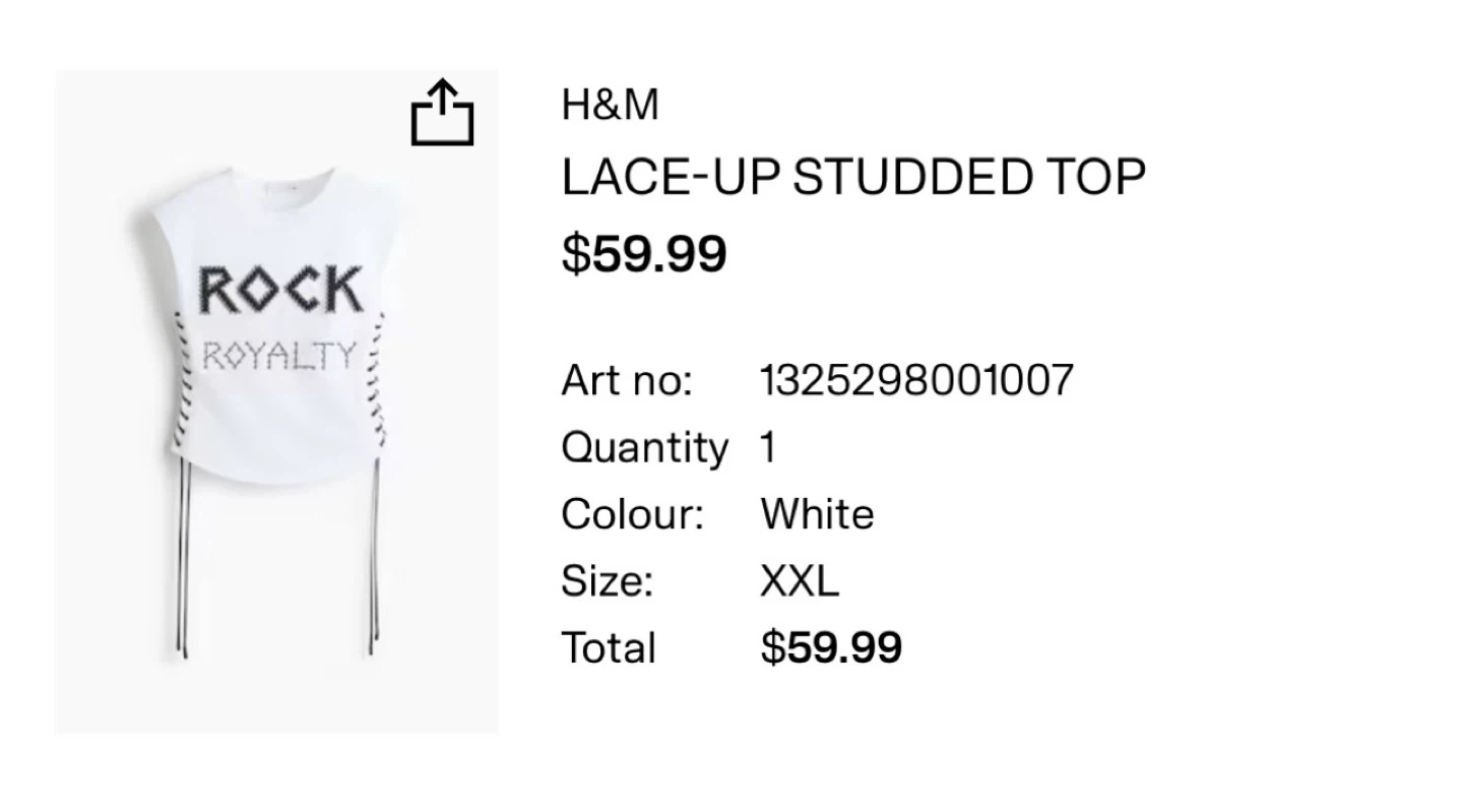 Stella McCartney x H&M "Rock Royalty" Lace-Up Studded Top – NWT - photo 3