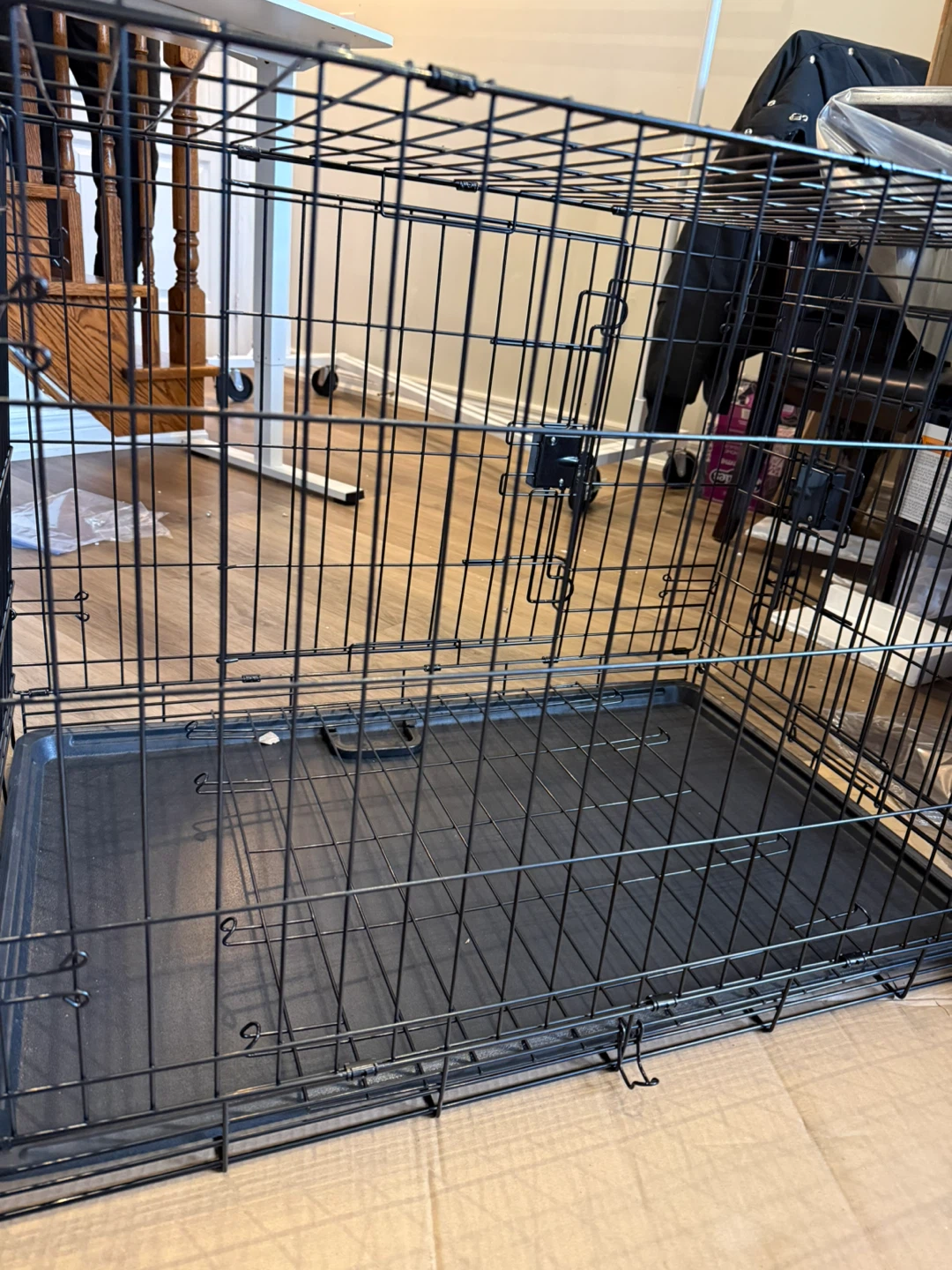 Black Metal Dog Crate with Tray - photo 2