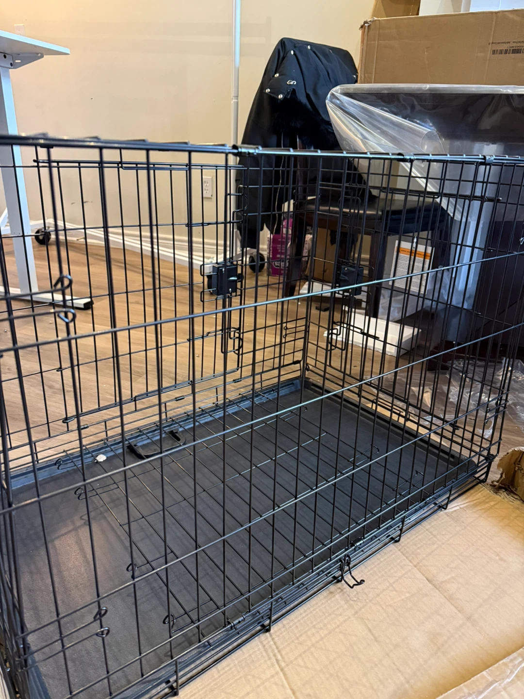 Black Metal Dog Crate with Tray - photo 3