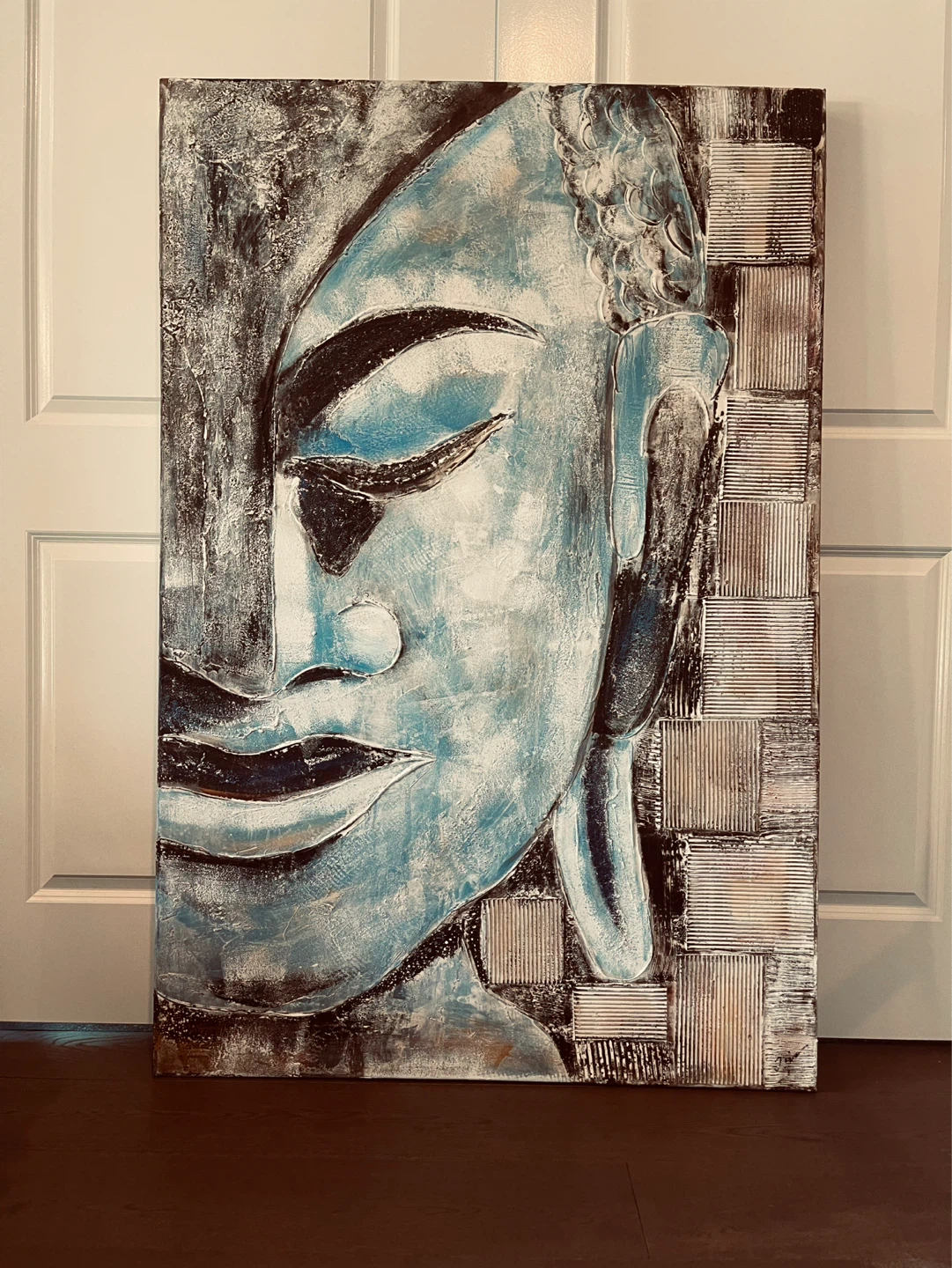 Textured Buddha Face Wall Art Painting