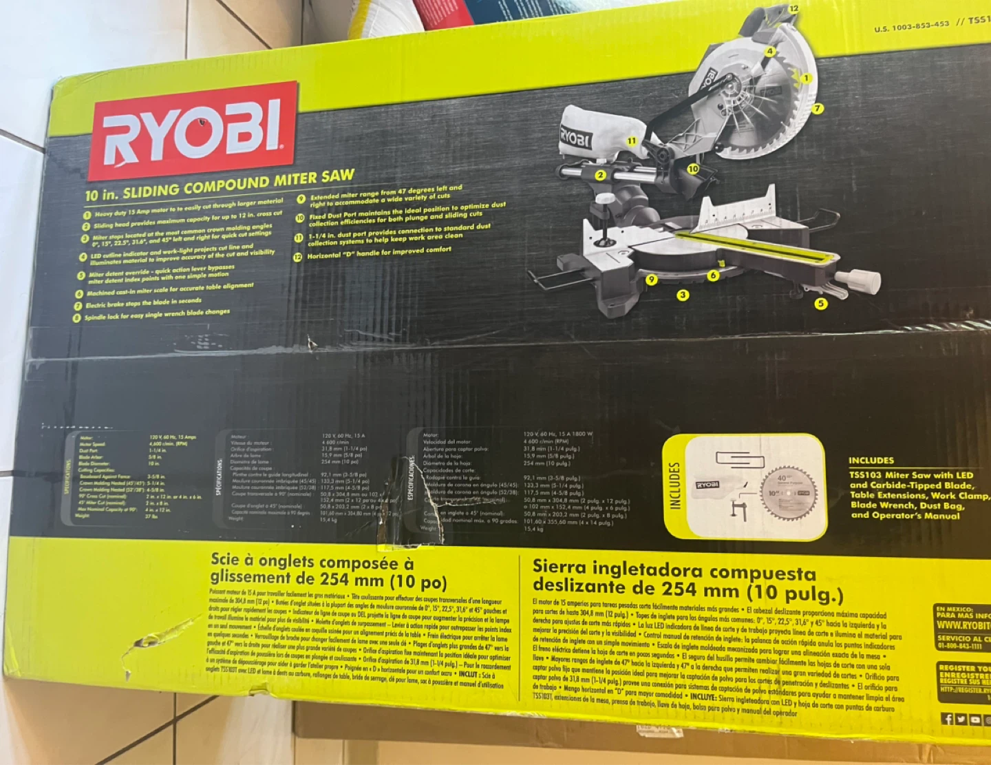 Ryobi 10 in. Sliding Compound Miter Saw