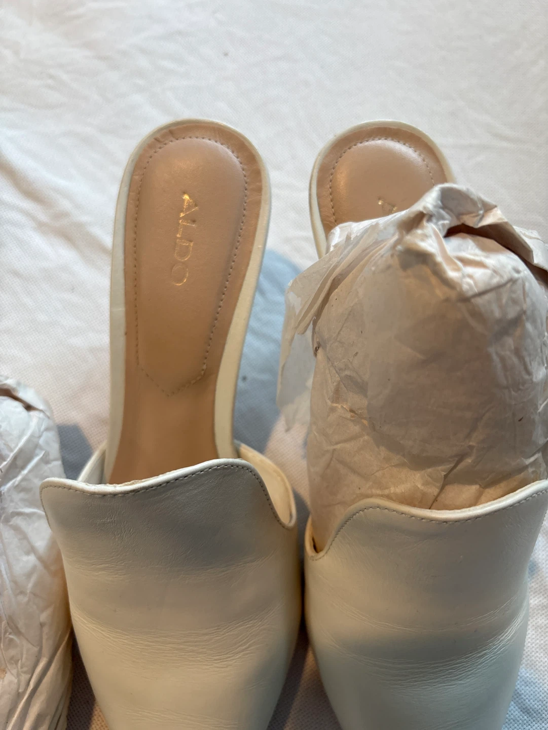 ALDO White Leather Mules Heels Size 6.5 - photo 2