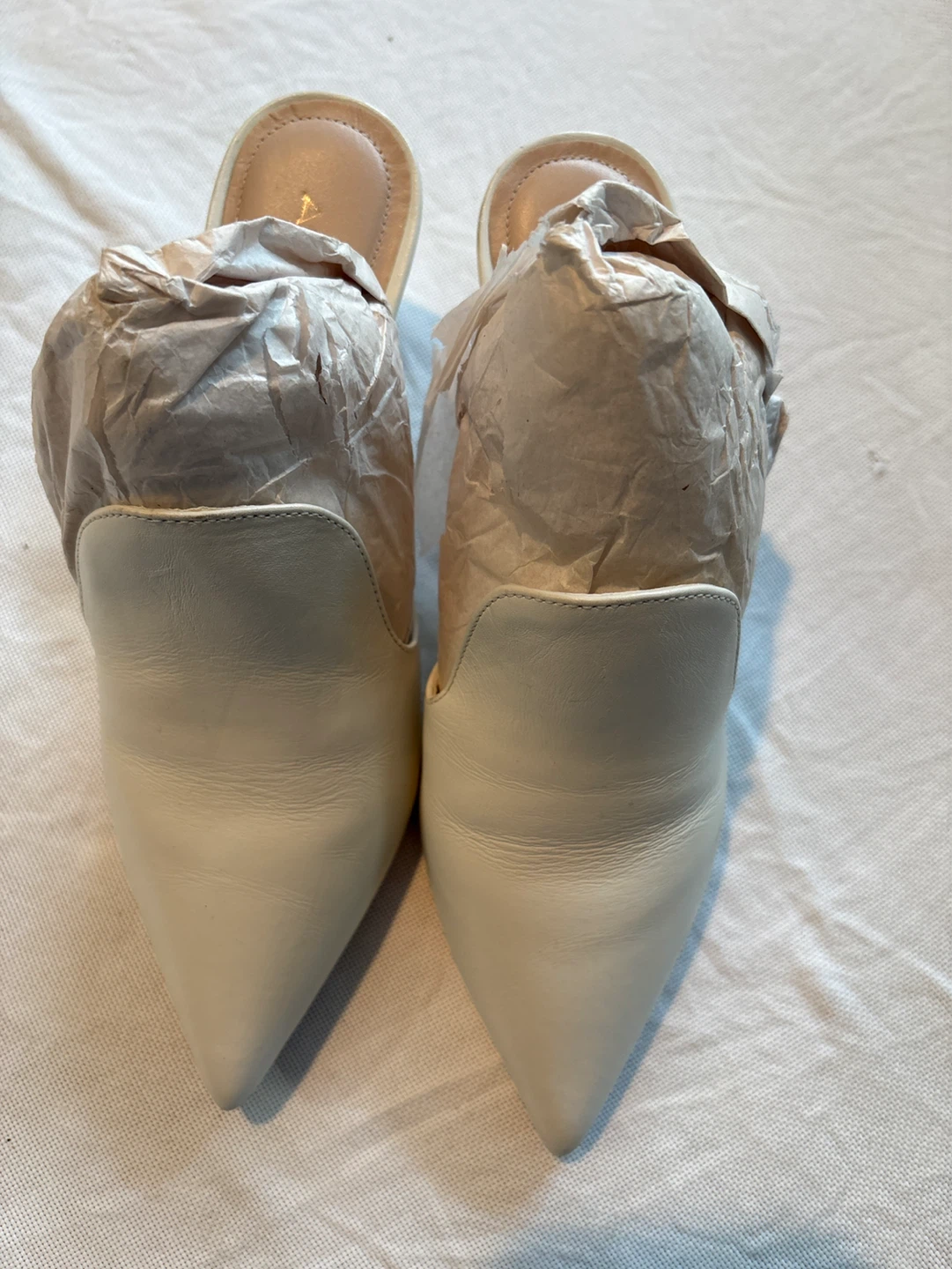 ALDO White Leather Mules Heels Size 6.5