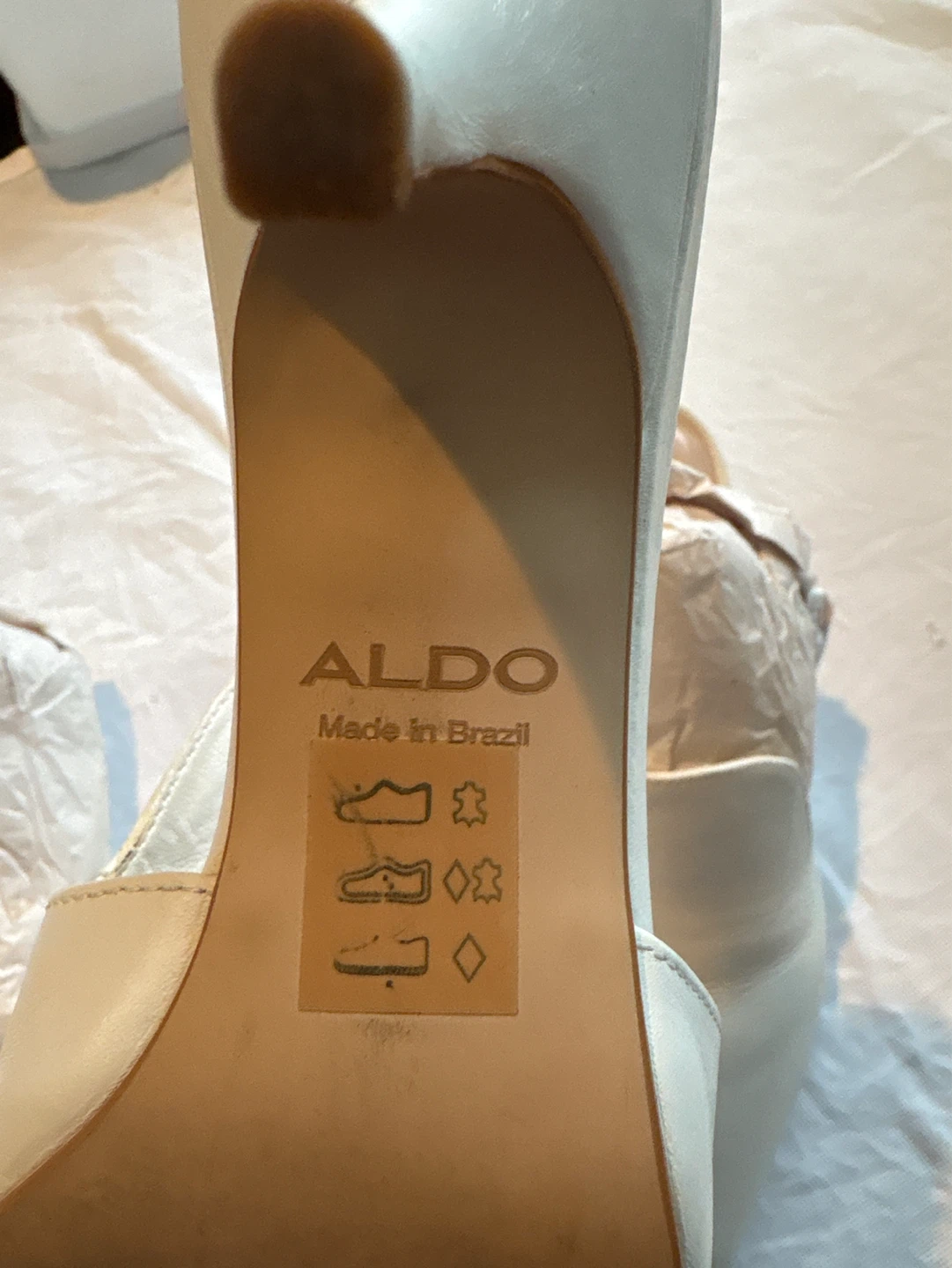 ALDO White Leather Mules Heels Size 6.5 - photo 3