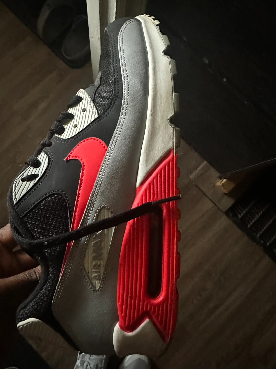 Nike Air Max 90 Black Red Grey Men's Athletic Shoes - photo 3