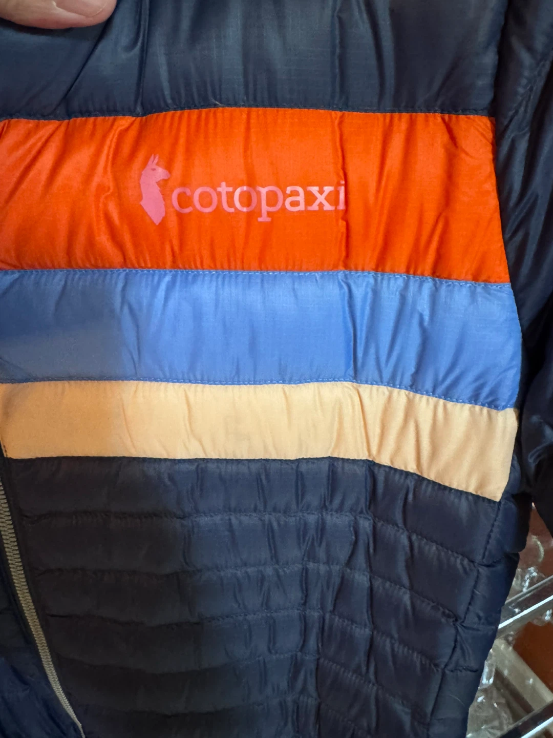 Cotopaxi Down Jacket - Navy Blue with Stripes - Women's XS - photo 2