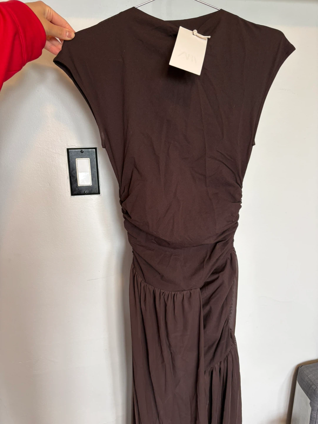 Zara Brown Ruched Maxi Dress Size S NWT - photo 5
