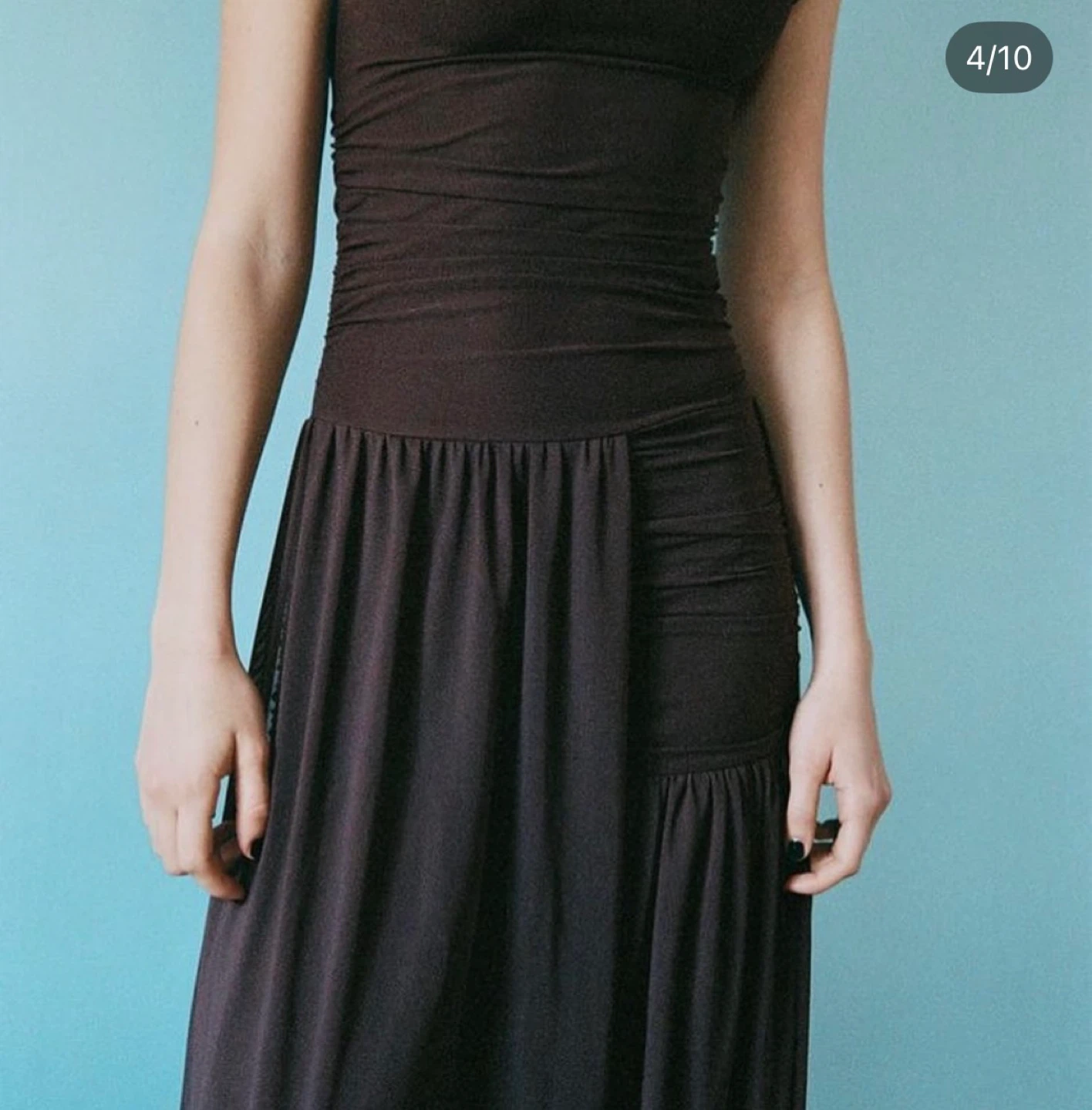 Zara Brown Ruched Maxi Dress Size S NWT - photo 2