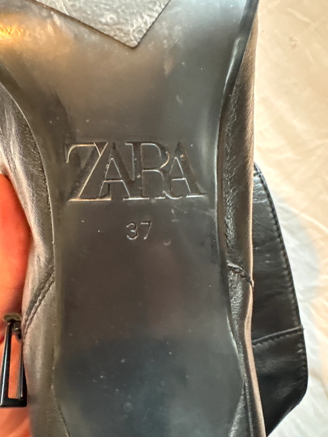 ZARA Black Leather Heeled Ankle Boots - Size 37 - photo 3