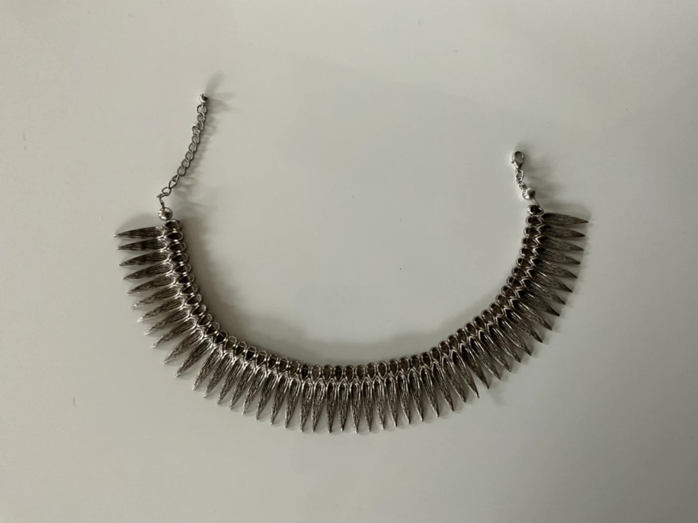 Silver Feather Fringe Statement Necklace - photo 3