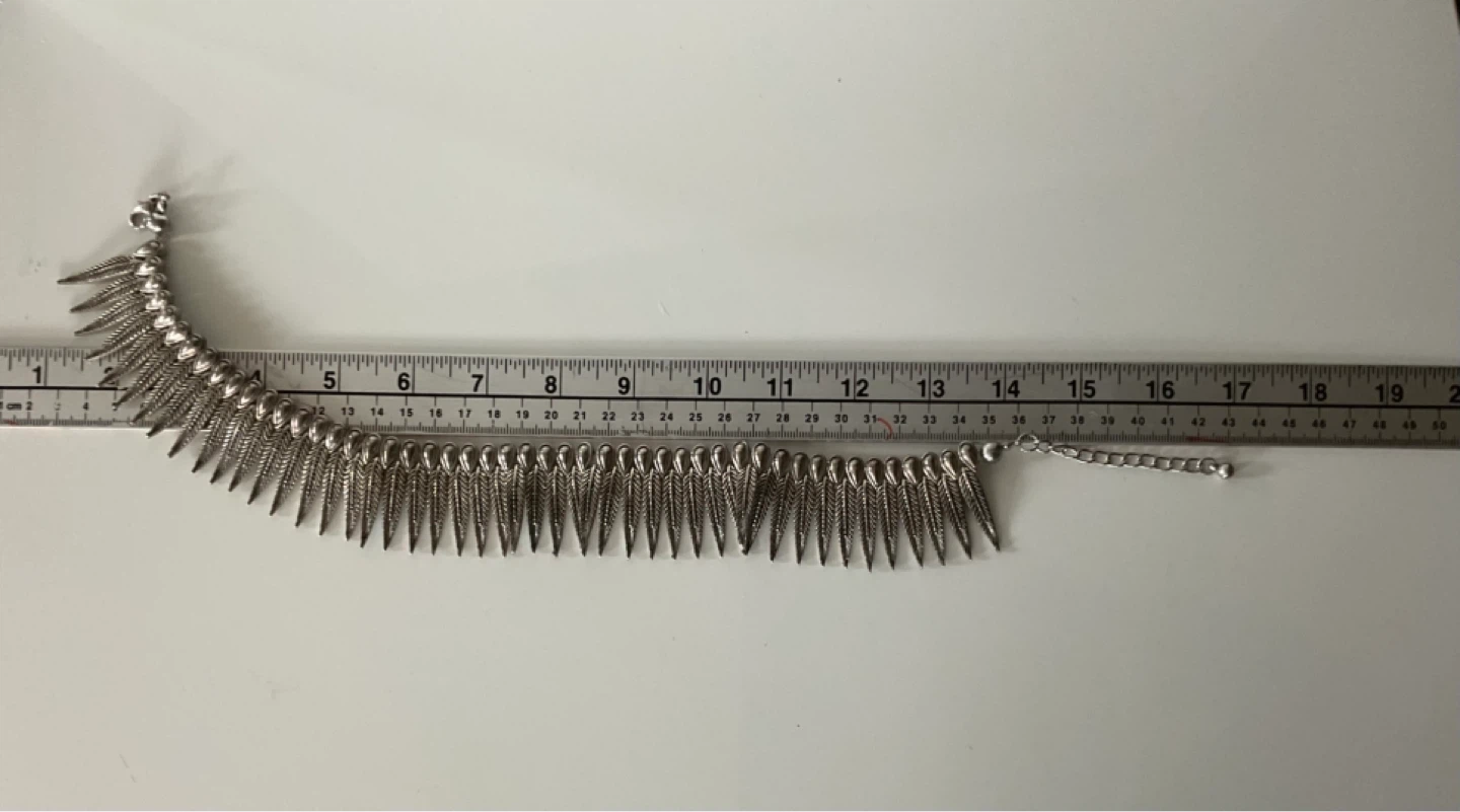 Silver Feather Fringe Statement Necklace - photo 4