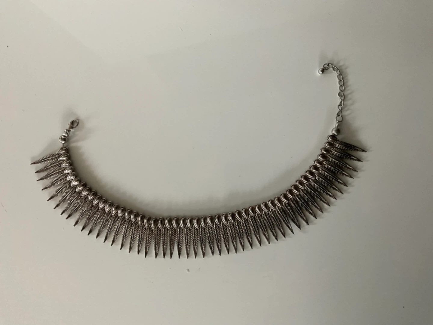 Silver Feather Fringe Statement Necklace - photo 2