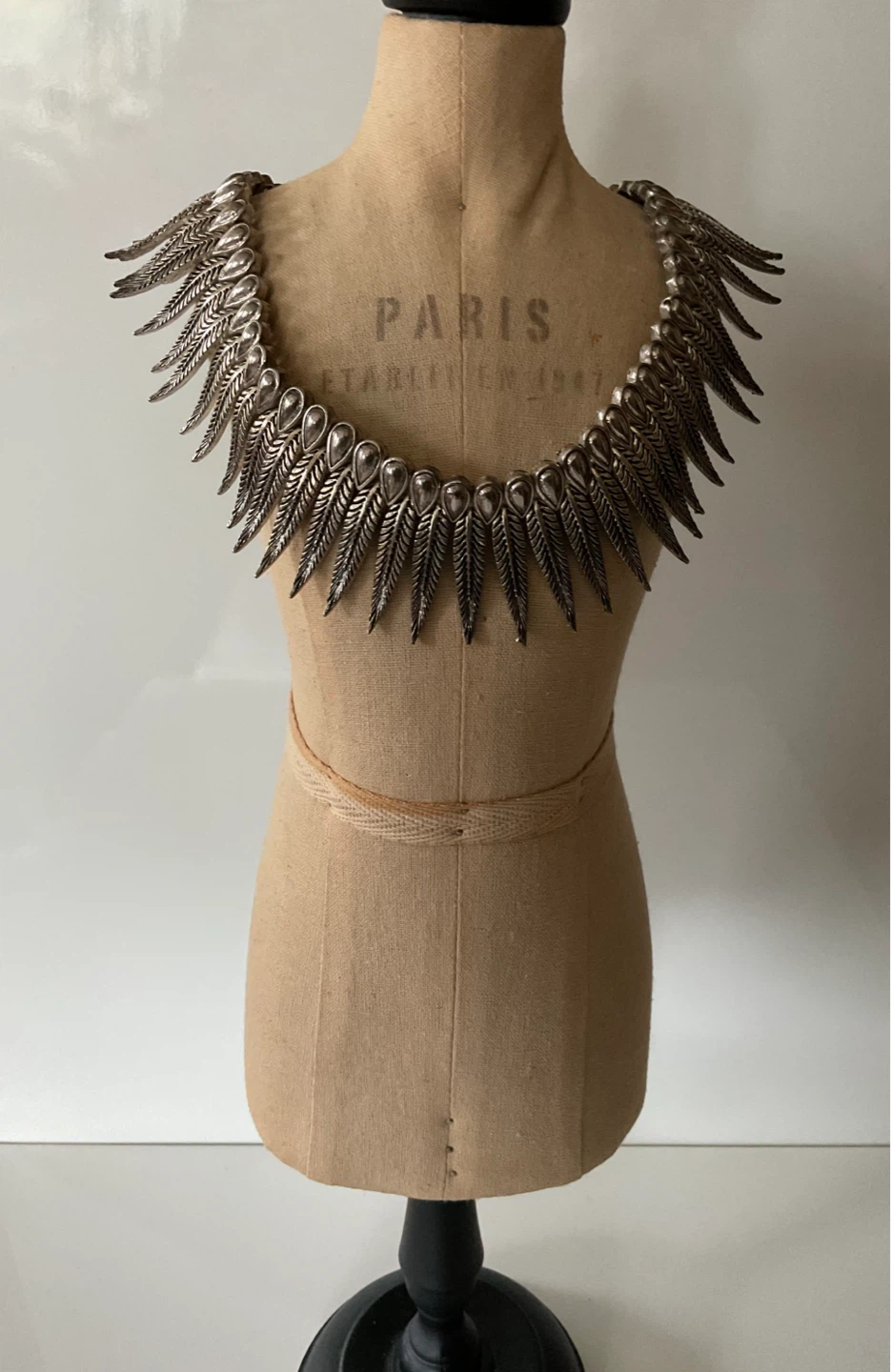 Silver Feather Fringe Statement Necklace