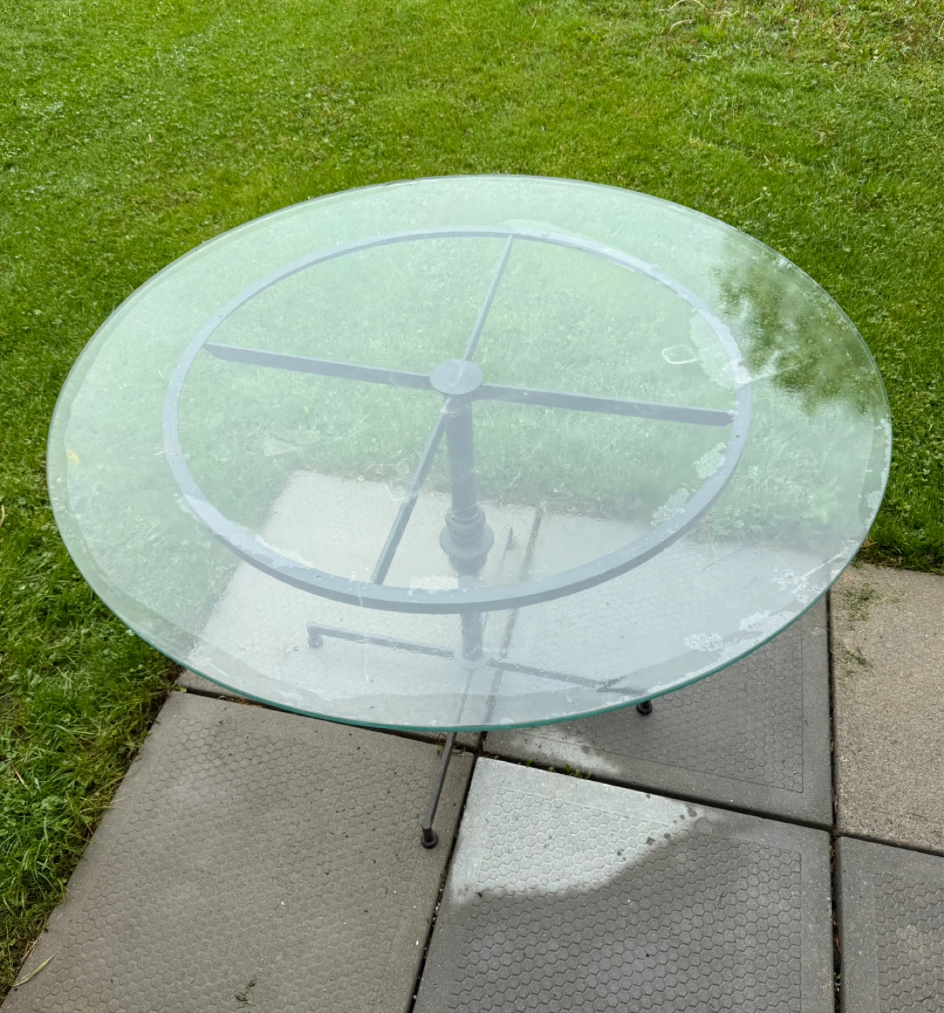 Glass Top Bistro Table with Metal Base