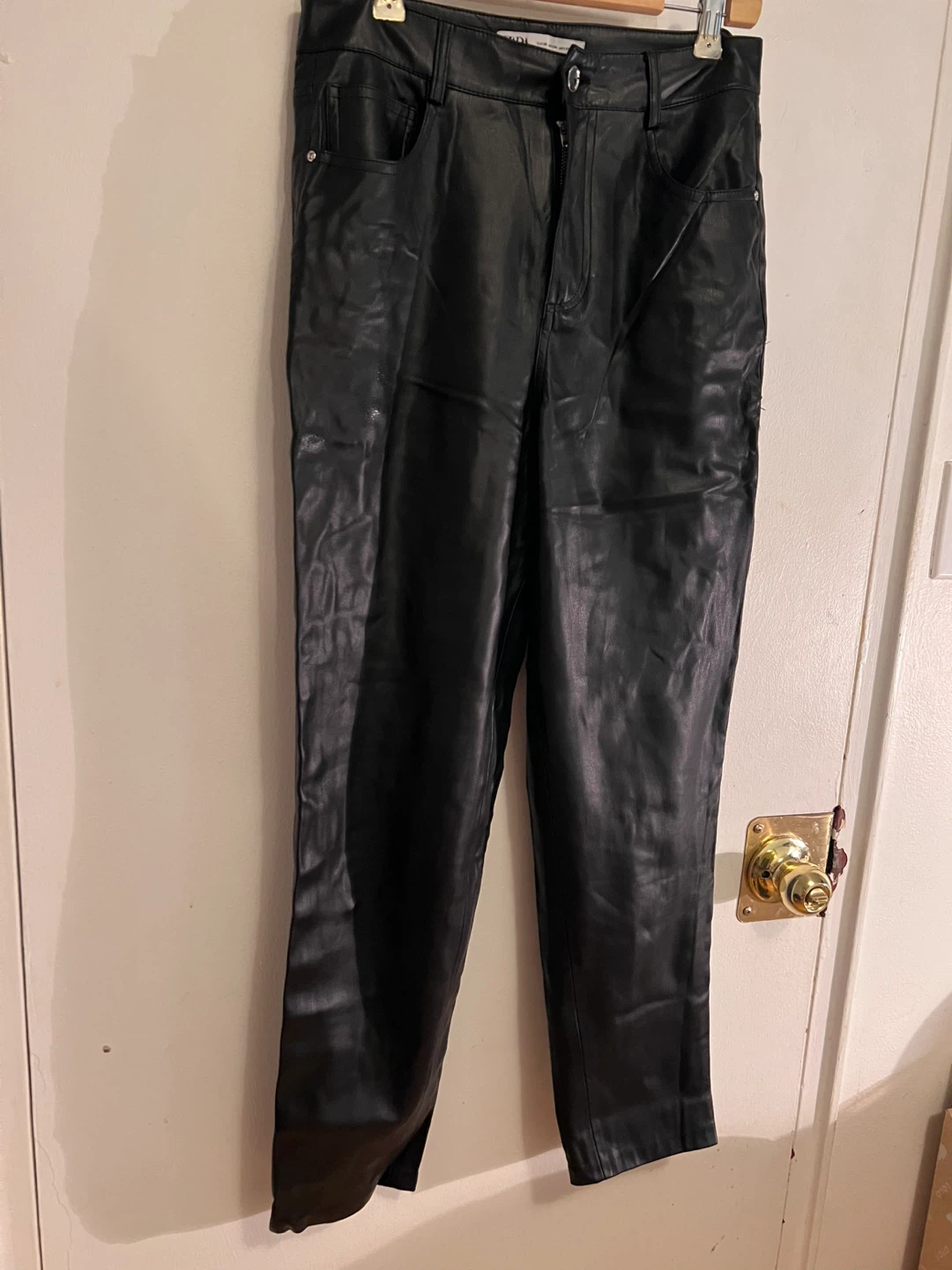 Zara Black Faux Leather Pants - 36 - photo 3