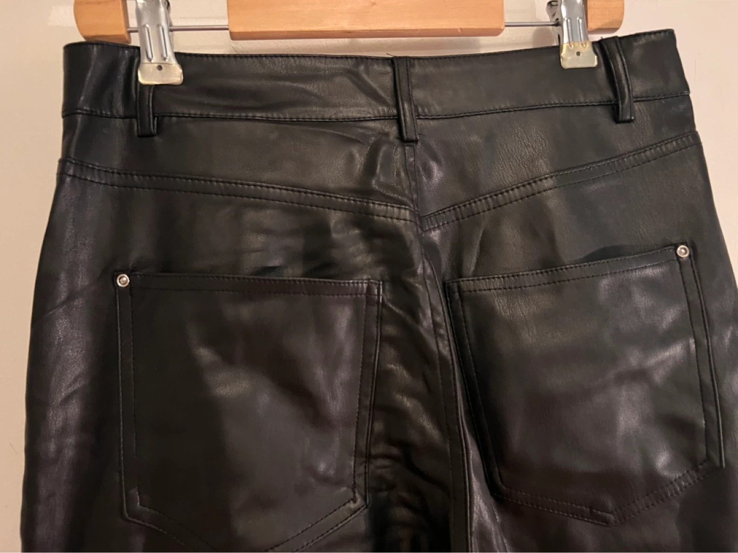 Zara Black Faux Leather Pants - 36 - photo 5