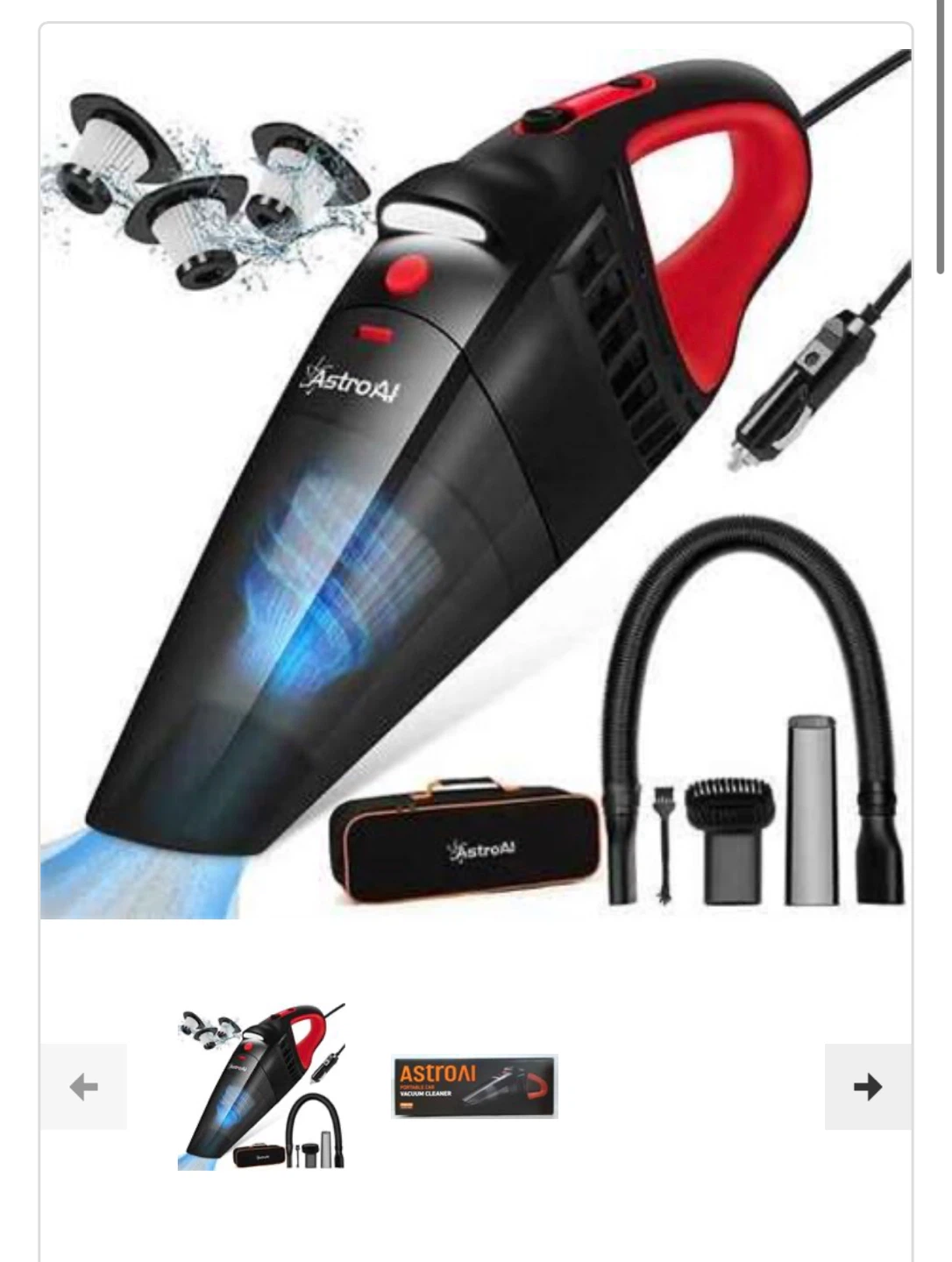 Portable Car Vacuum with cord and lefd light