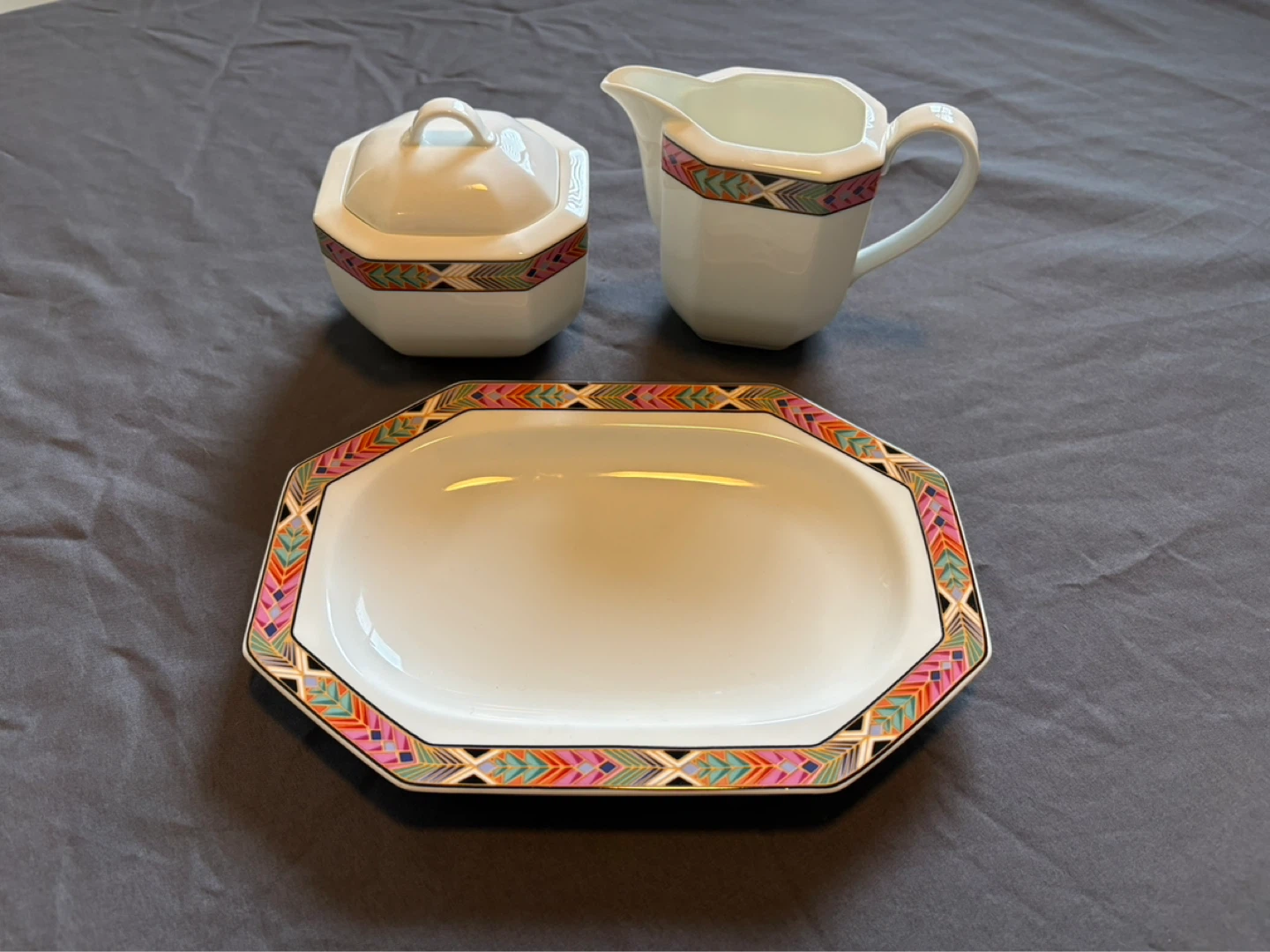 Bone China Dinnerware Set with Geometric Design