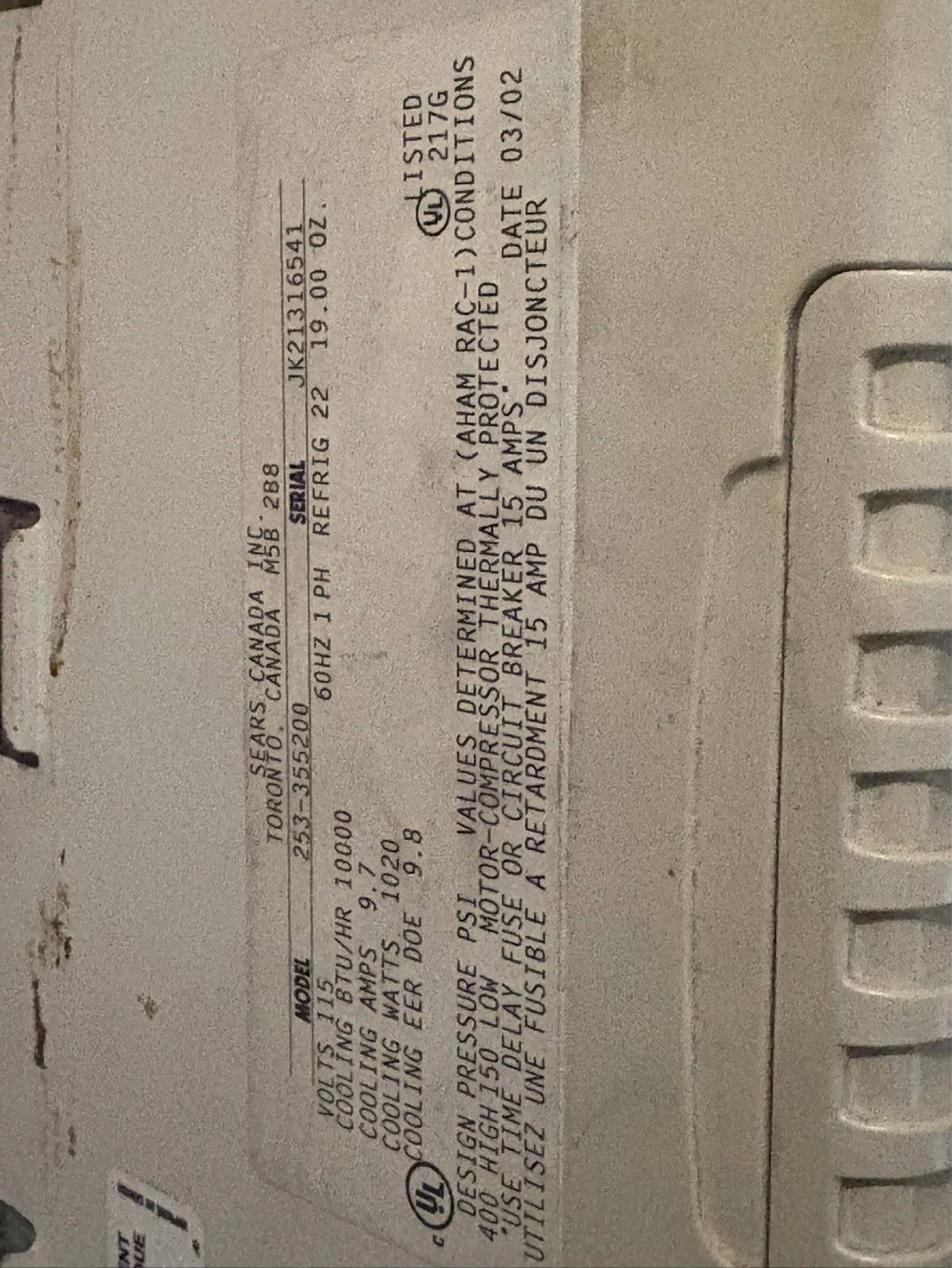 Kenmore Air Conditioner JK21316541 - photo 4