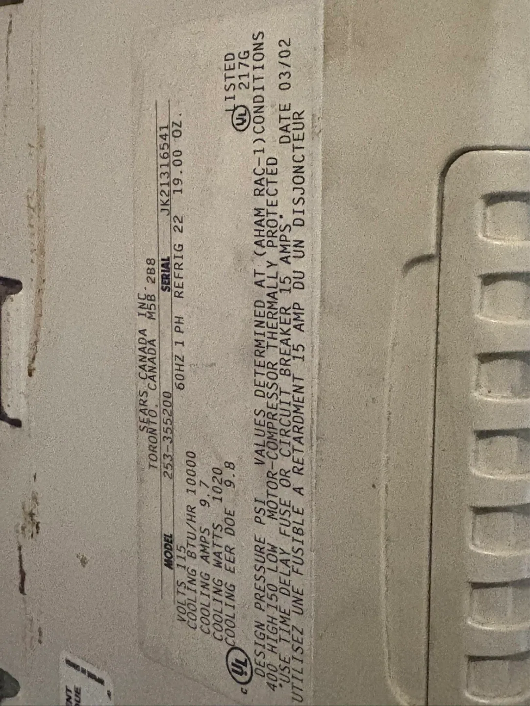 Kenmore Air Conditioner JK21316541 - photo 4