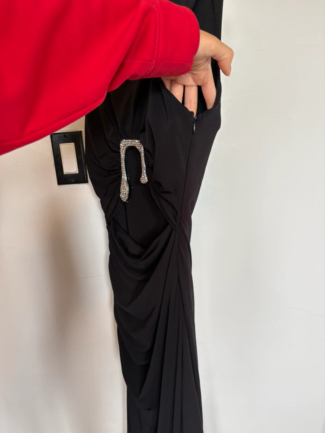 Zara Ruched Maxi Dress with Rhinestone Buckle - photo 3