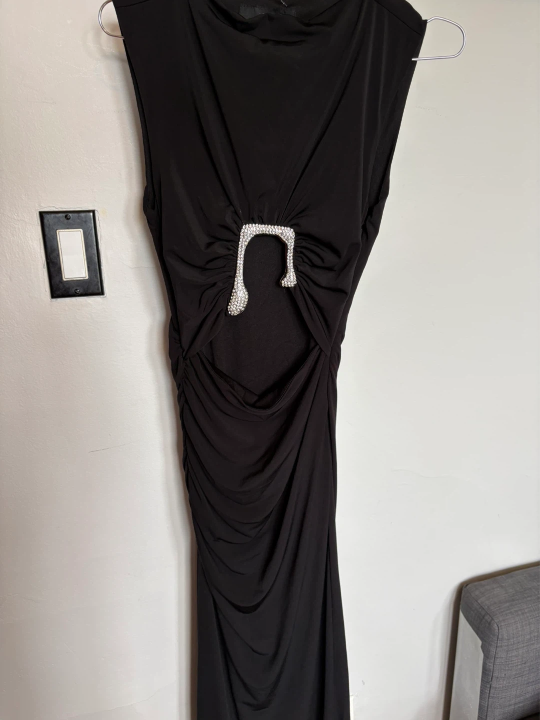 Zara Ruched Maxi Dress with Rhinestone Buckle - photo 2