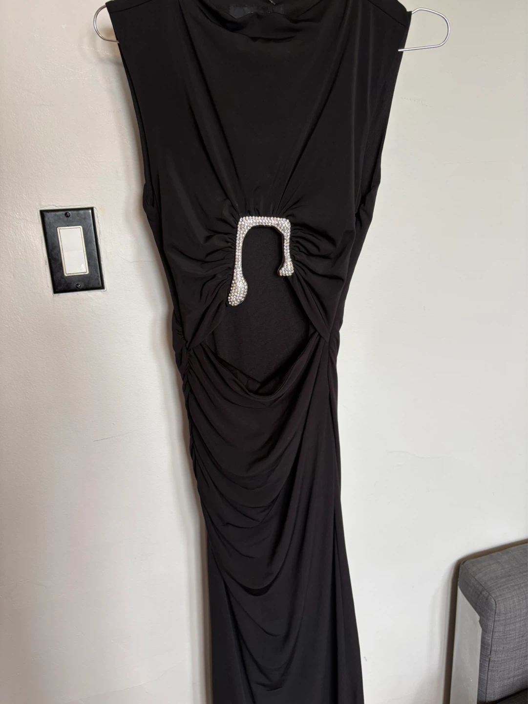 Zara Ruched Maxi Dress with Rhinestone Buckle - photo 4