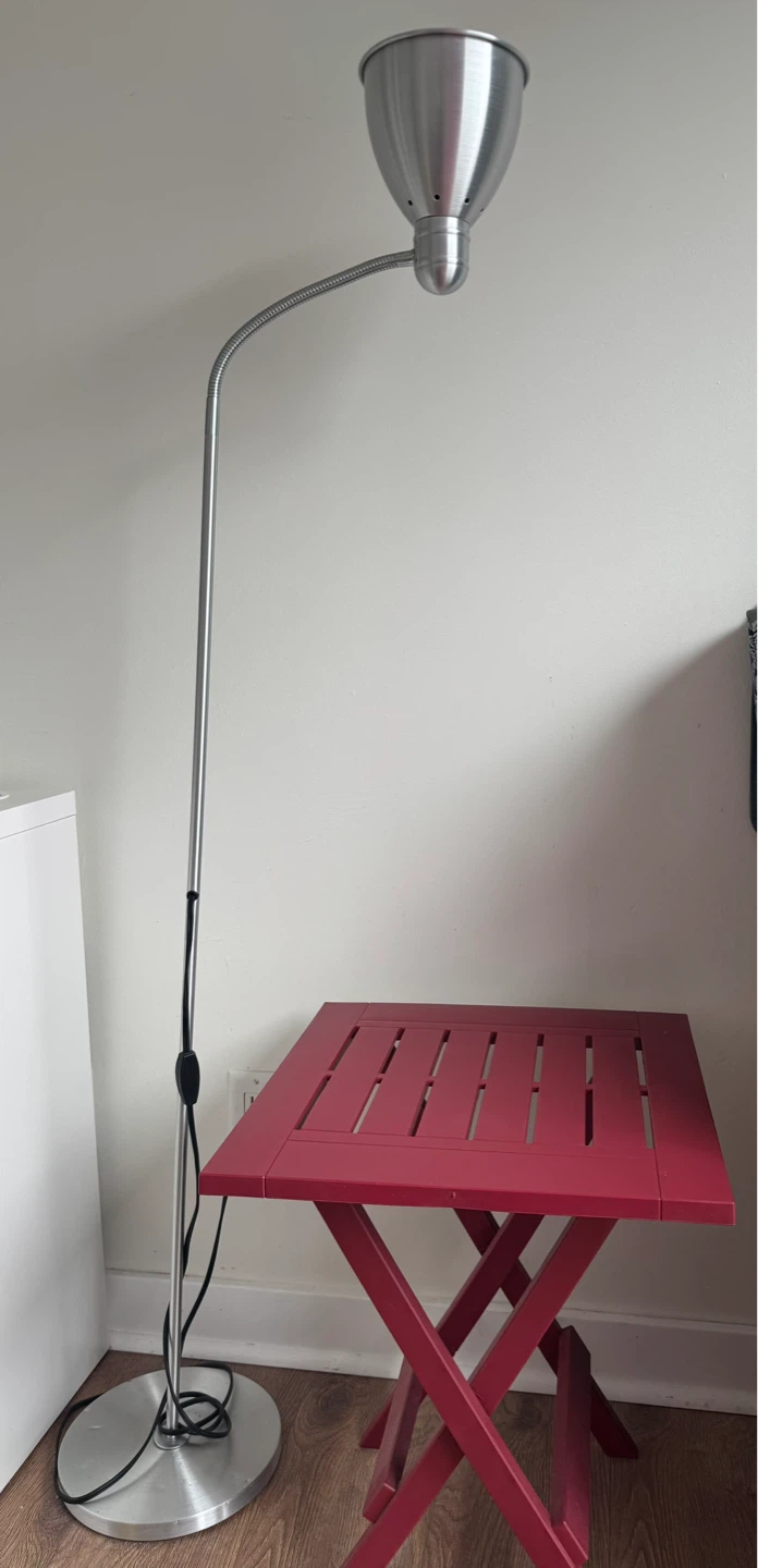 Adjustable Floor Lamp and Red Outdoor Side Table
