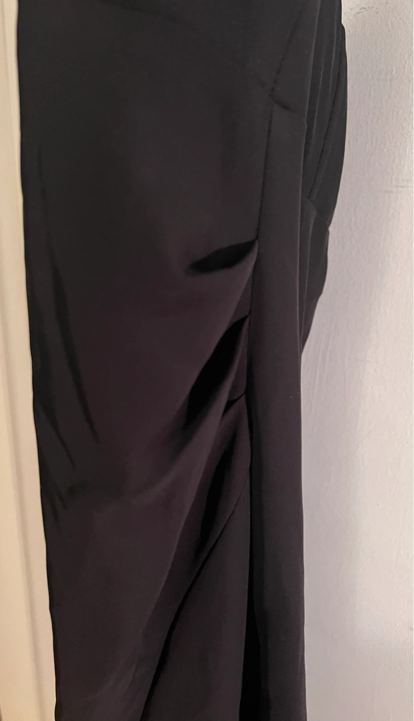 Black Zara Spaghetti Strap V-Neck Maxi Dress with Slit - photo 3