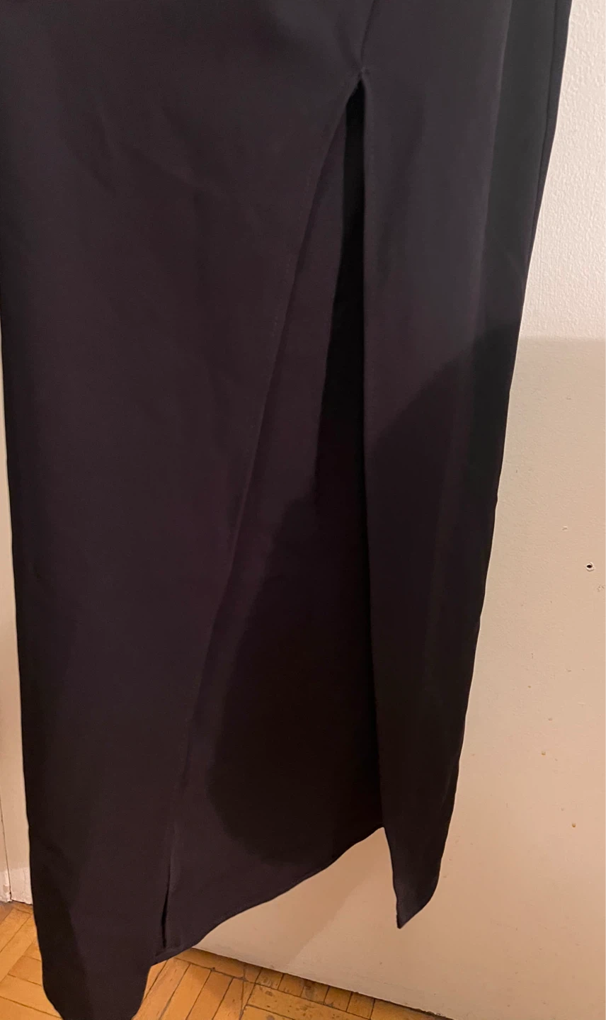 Black Zara Spaghetti Strap V-Neck Maxi Dress with Slit - photo 4