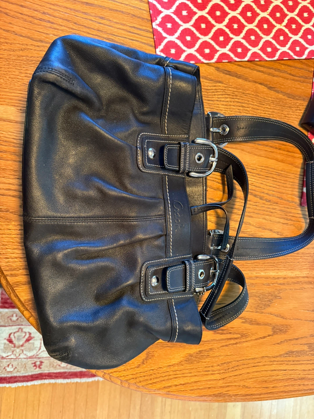 Black Leather Coach Shoulder Bag