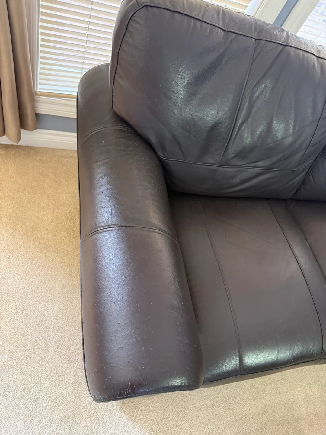 Brown Leather Sofa & Loveseat - photo 3