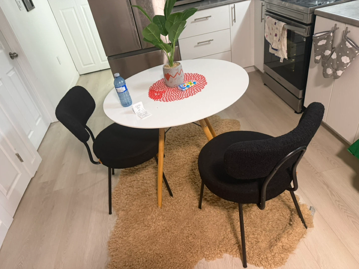 Black Accent Chair with Bouclé Fabric