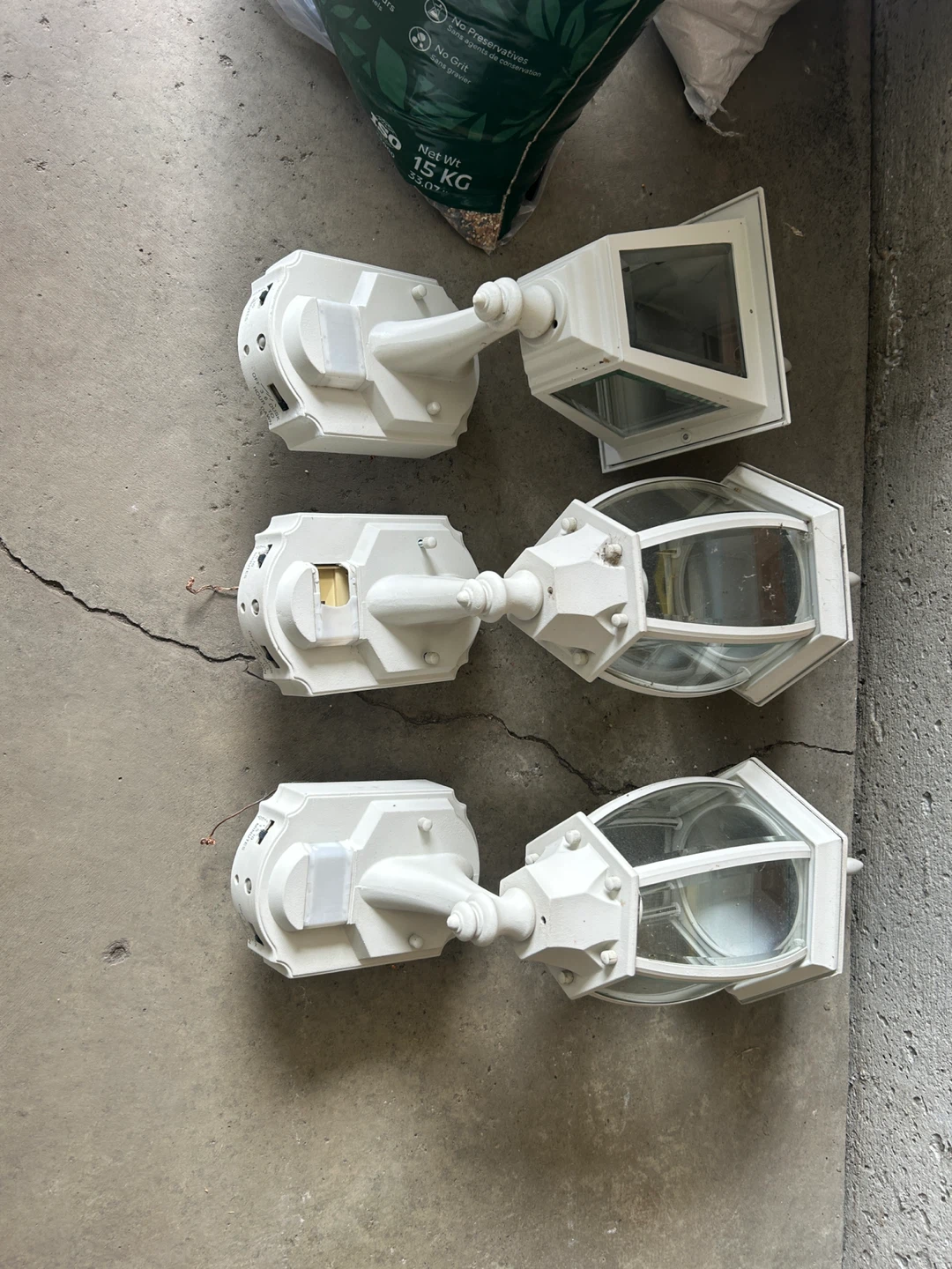 Set of 3 White Outdoor Wall Mount Porch Lights