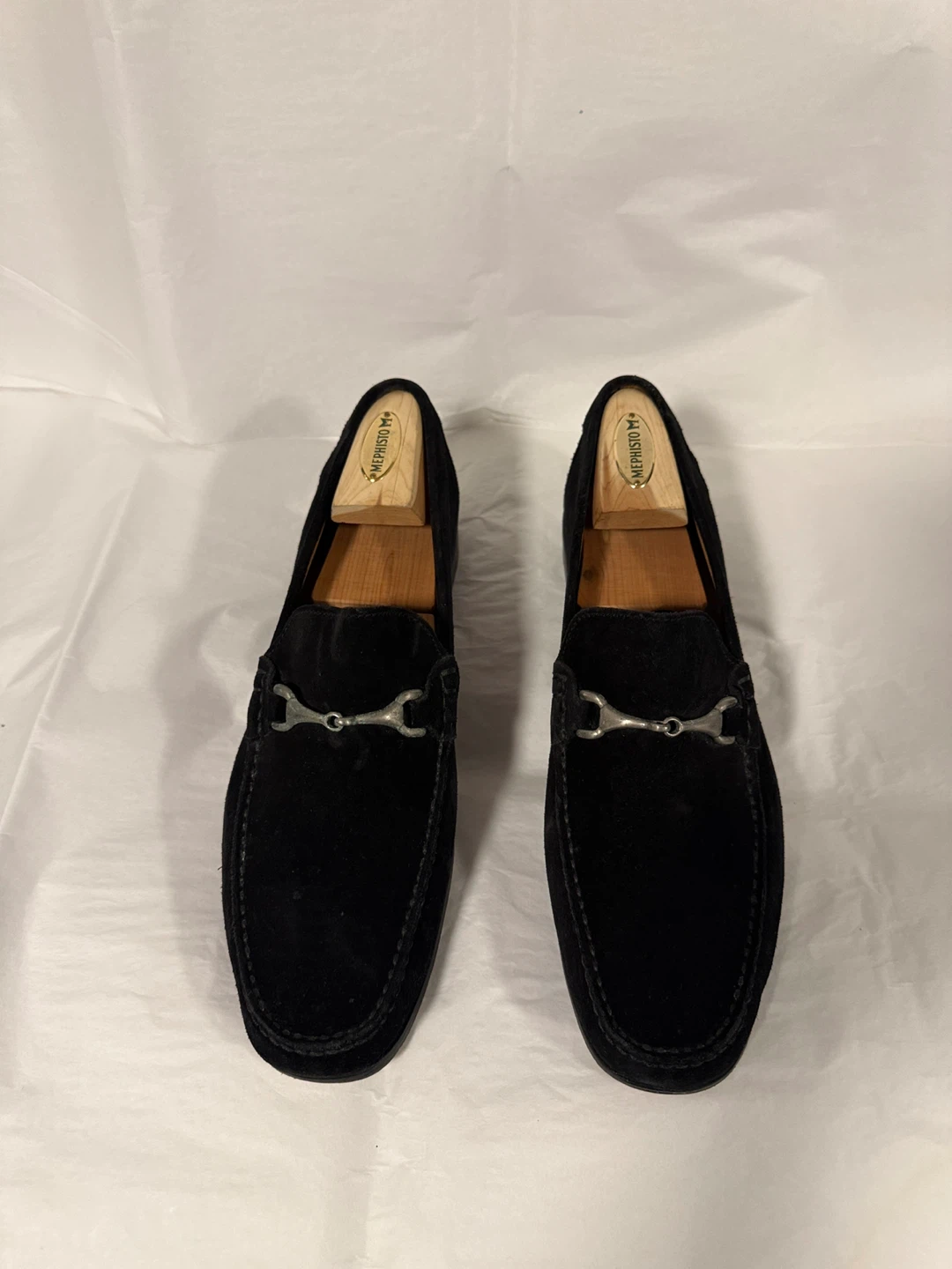 Brook Brothers Black Suede Loafers with Silver Bit Detail