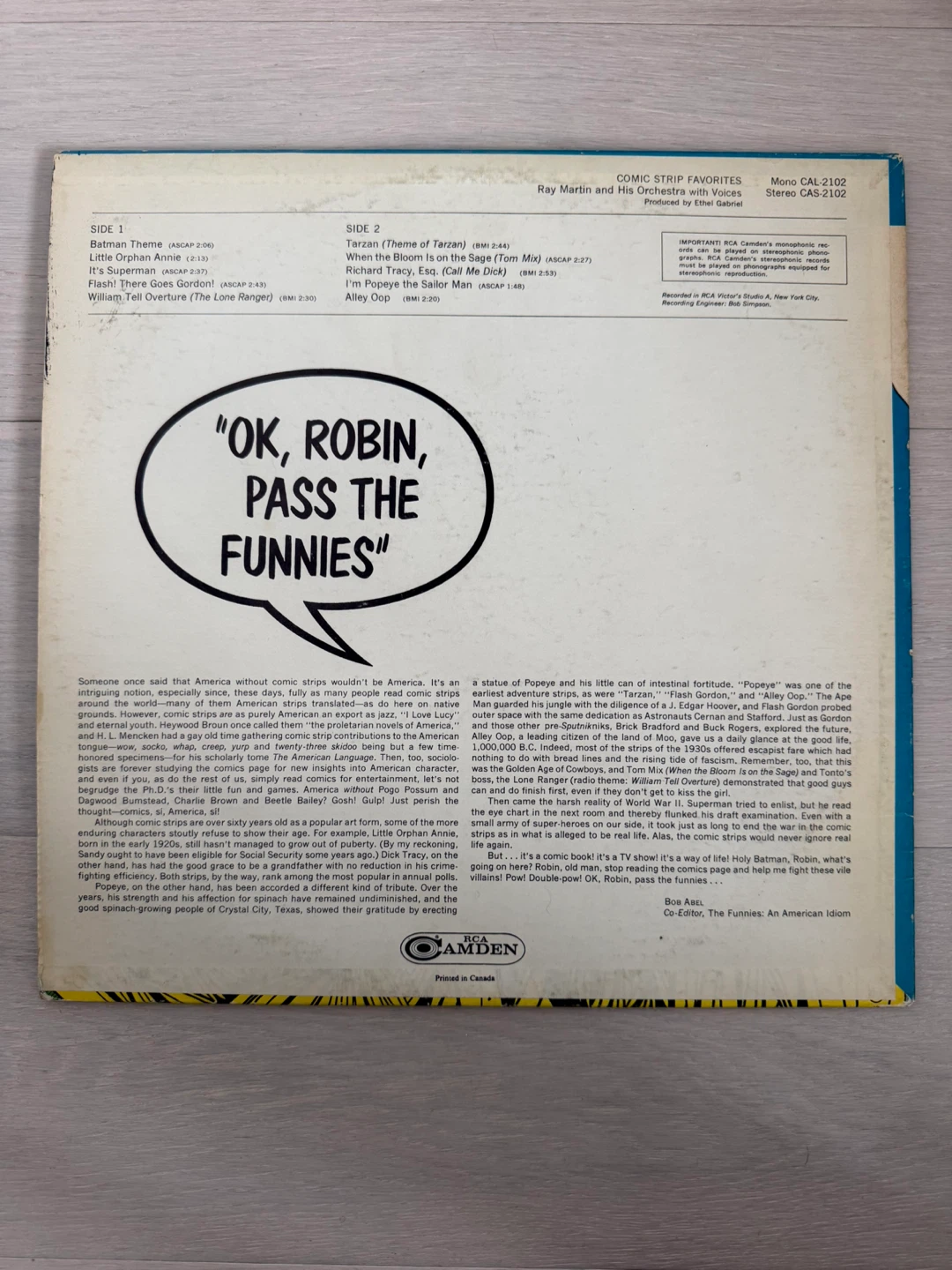 Ray Martin Orchestra - Comic Strip Favorites Vinyl Record - photo 2