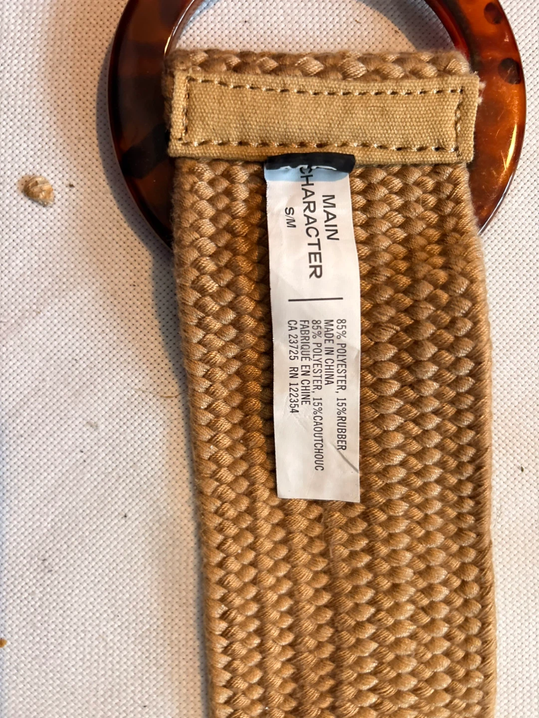 Main Character Woven Belt with Tortoiseshell Buckle - Size S/M