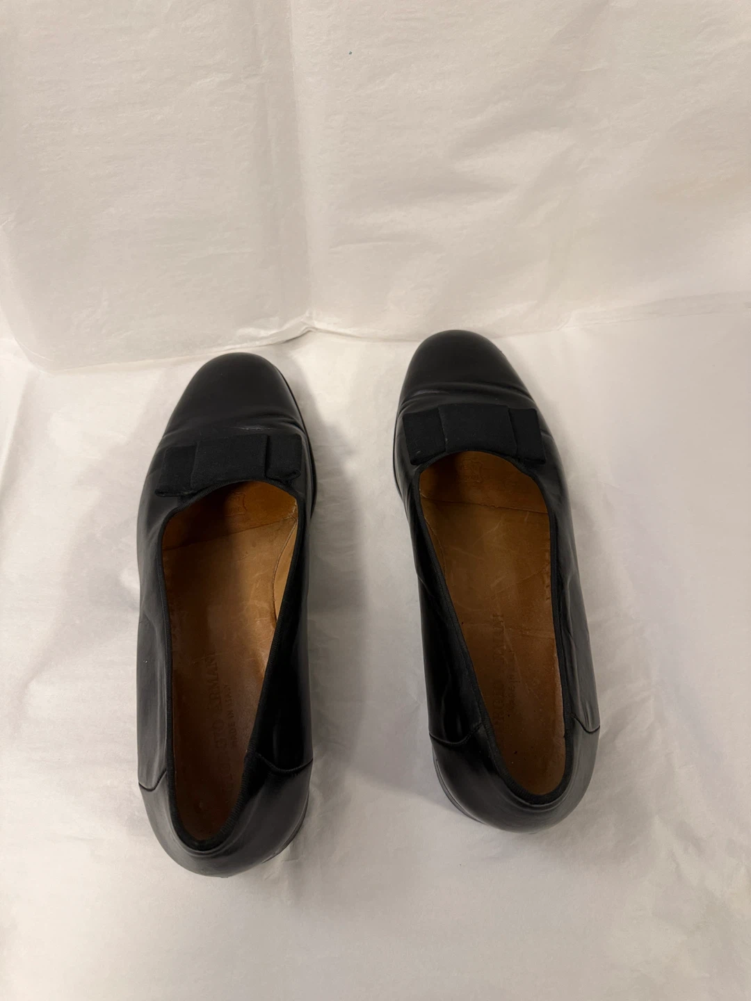 Giorgio Armani Black Leather evening tuxedo pump