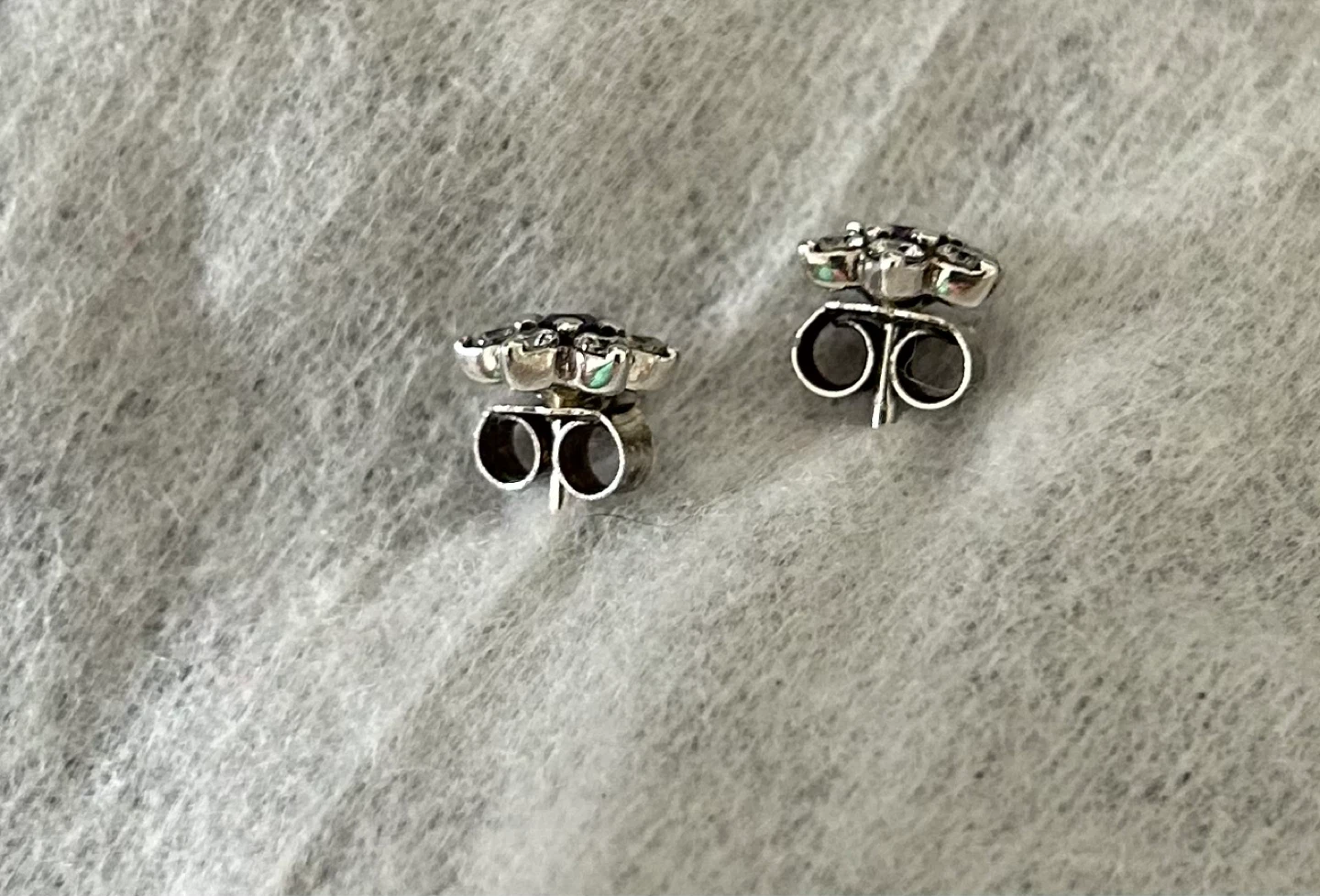 Pandora Flower Stud Earrings with Purple and Clear Stones - photo 3