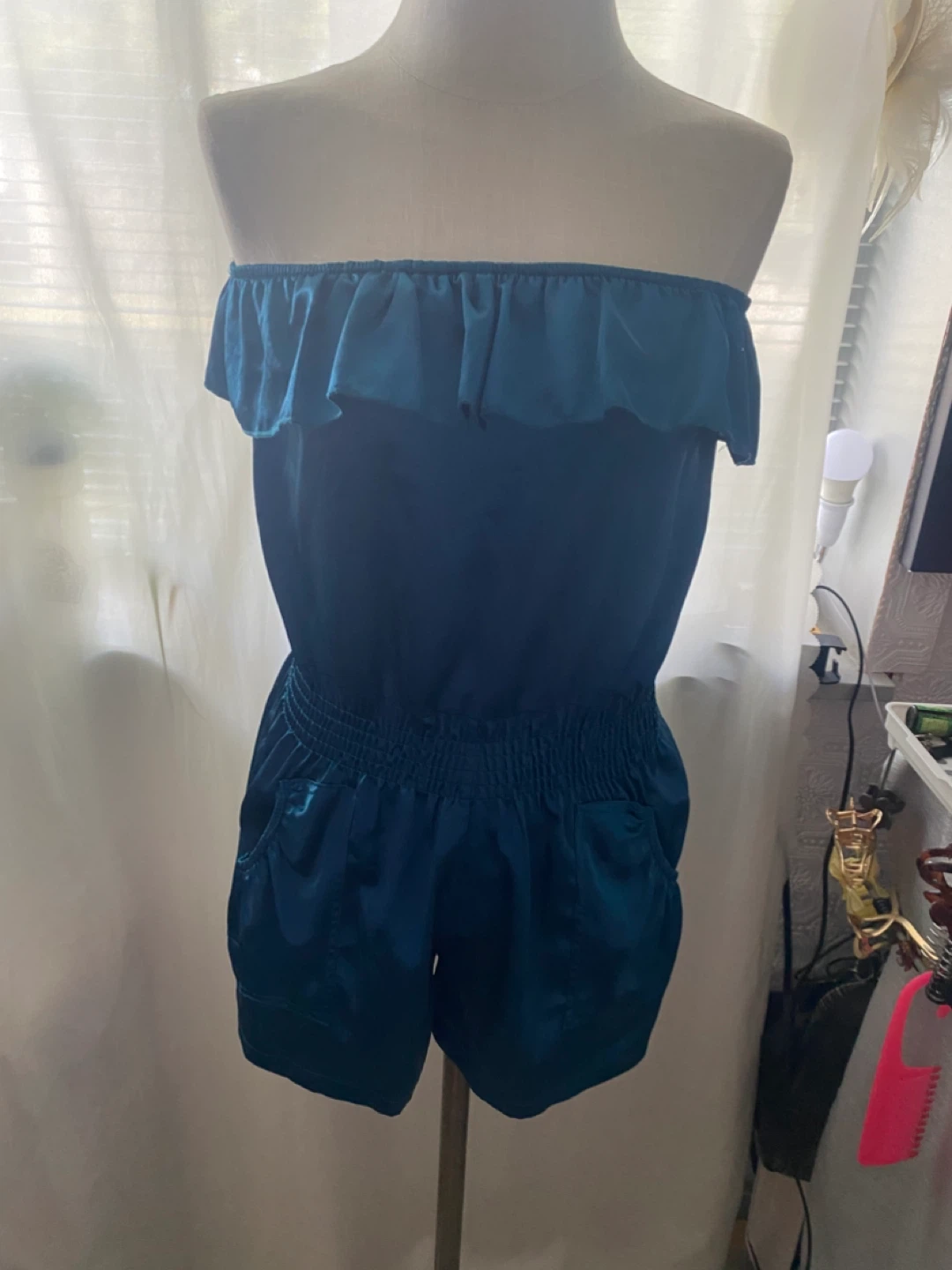 Trac Teal Off-the-Shoulder Romper - photo 2