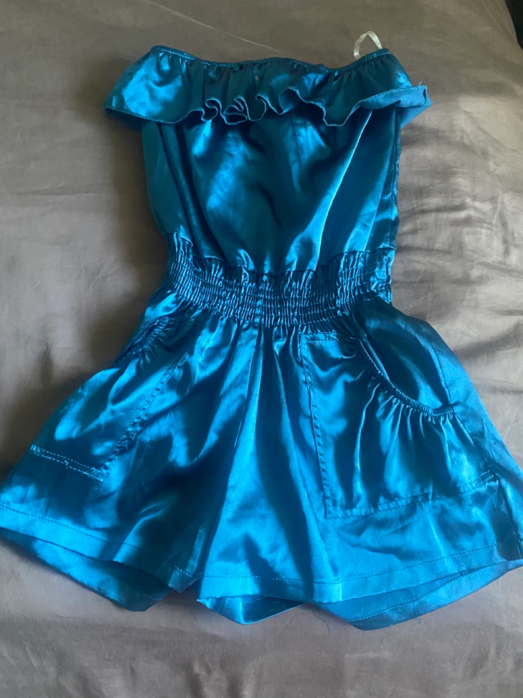 Trac Teal Off-the-Shoulder Romper