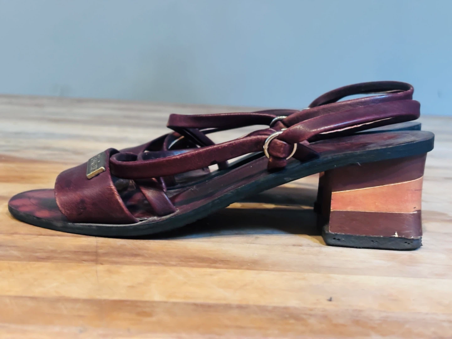Dr. Martens Burgundy Leather Strappy Block Heel Sandals - photo 2