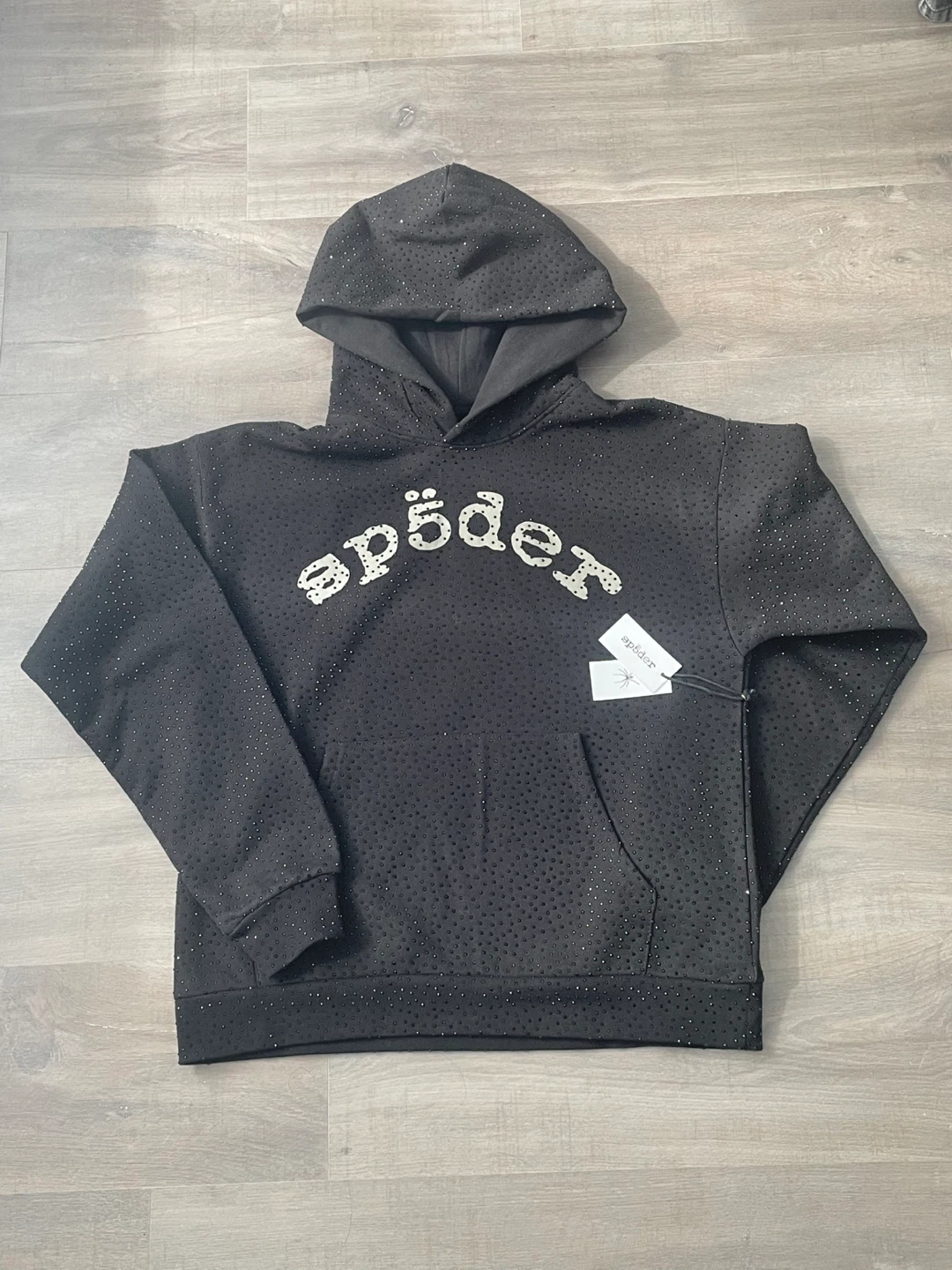 SP5DER Black Rhinestone Hoodie