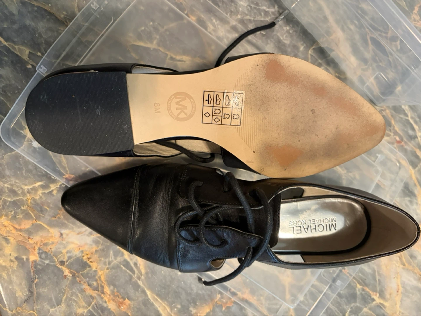 Michael Kors Black Leather Lace-Up Cutout Heels Size 8