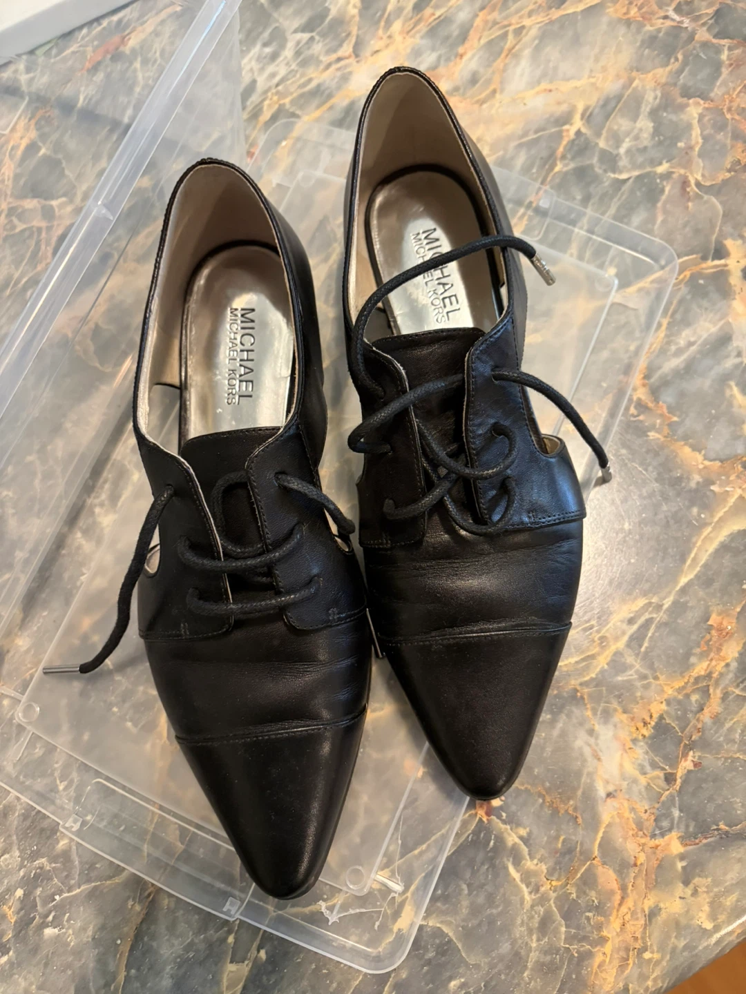 Michael Kors Black Leather Lace-Up Cutout Heels Size 8 - photo 3