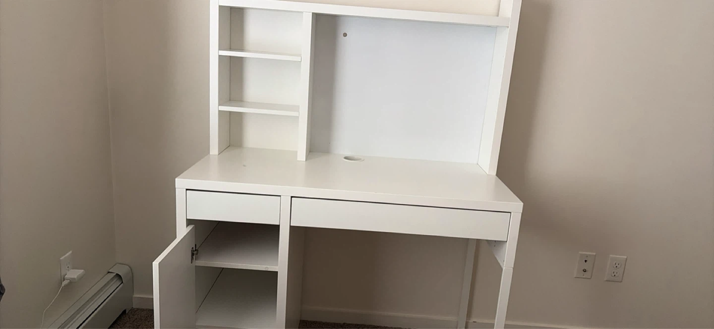 White Desk with Hutch and Storage