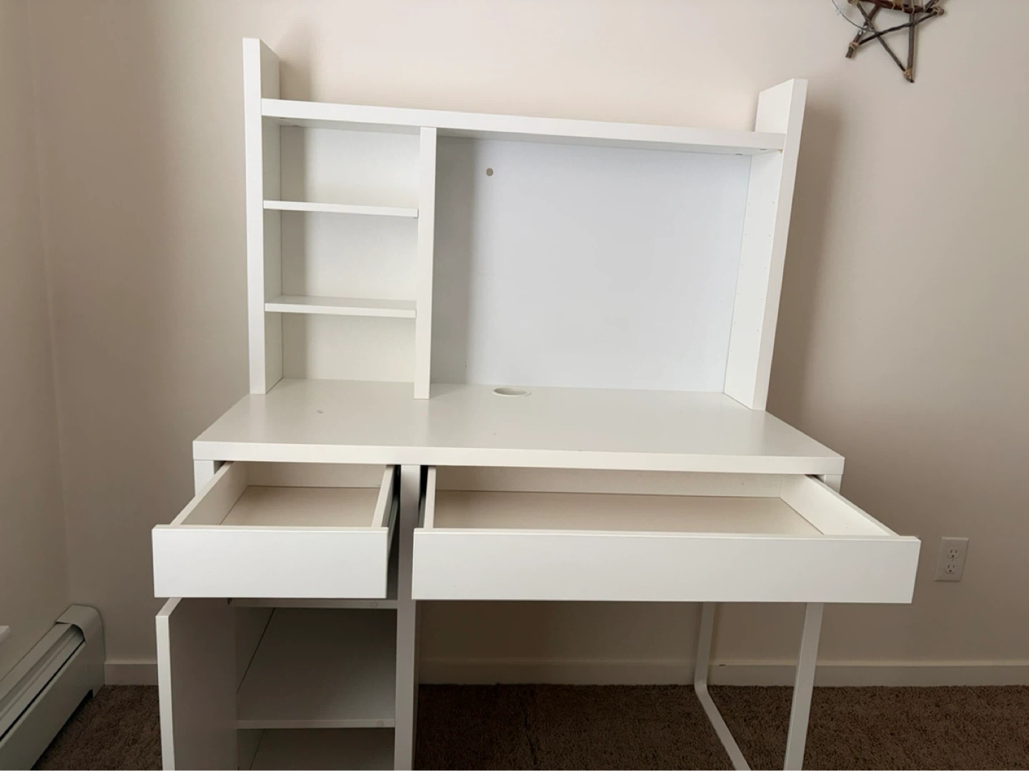 White Desk with Hutch and Storage - photo 3