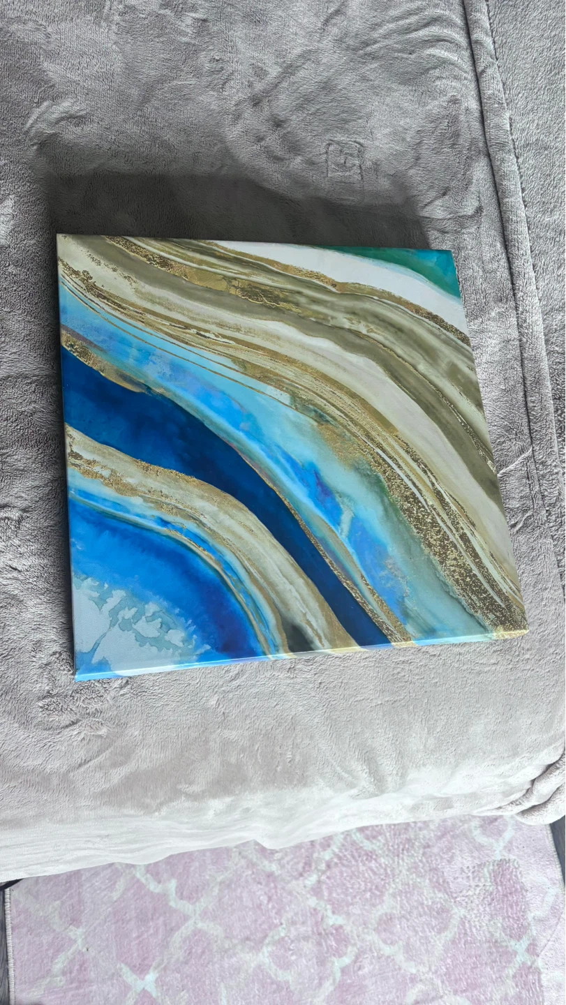 Abstract Blue Gold Swirl Canvas Wall Art